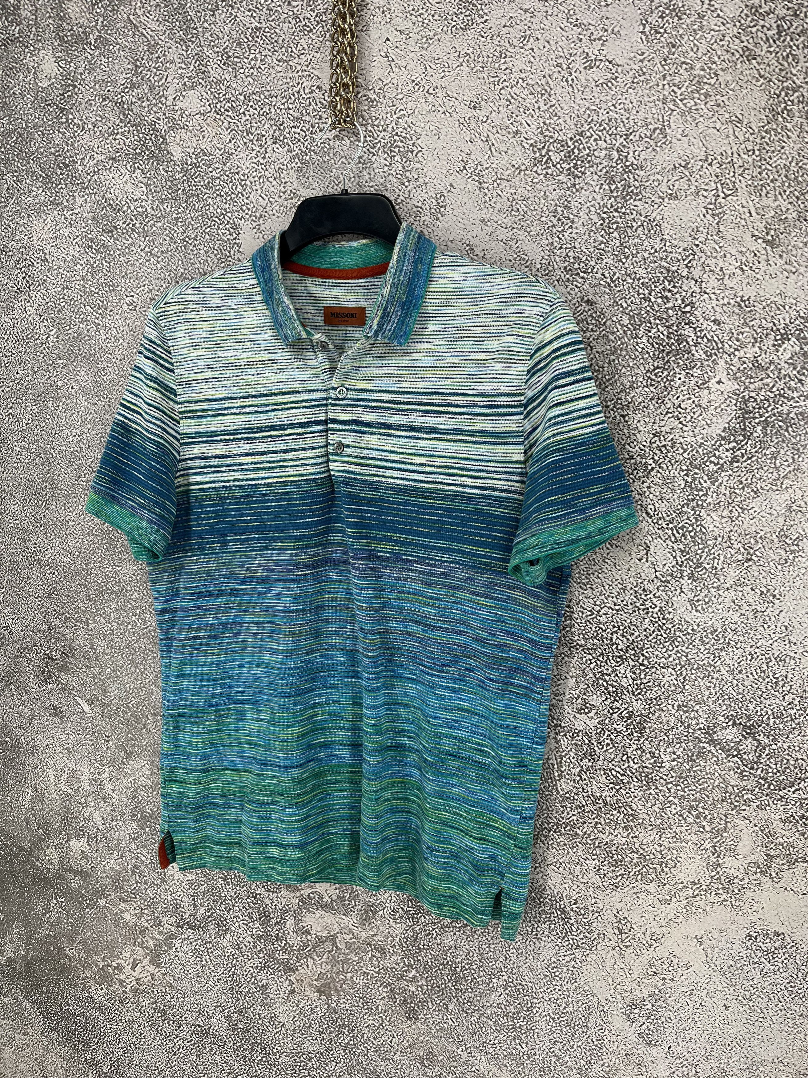 Missoni Rare Missoni Signature Blue Stripe Crewneck Tee Size-M Size US M / EU 48-50 / 2 - 3 Thumbnail