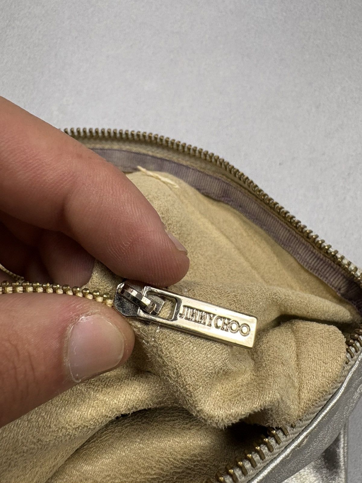 Jimmy Choo Jimmy Choo Metallic Silver Wristlet Clutch Bag Leather Size ONE SIZE - 16 Thumbnail
