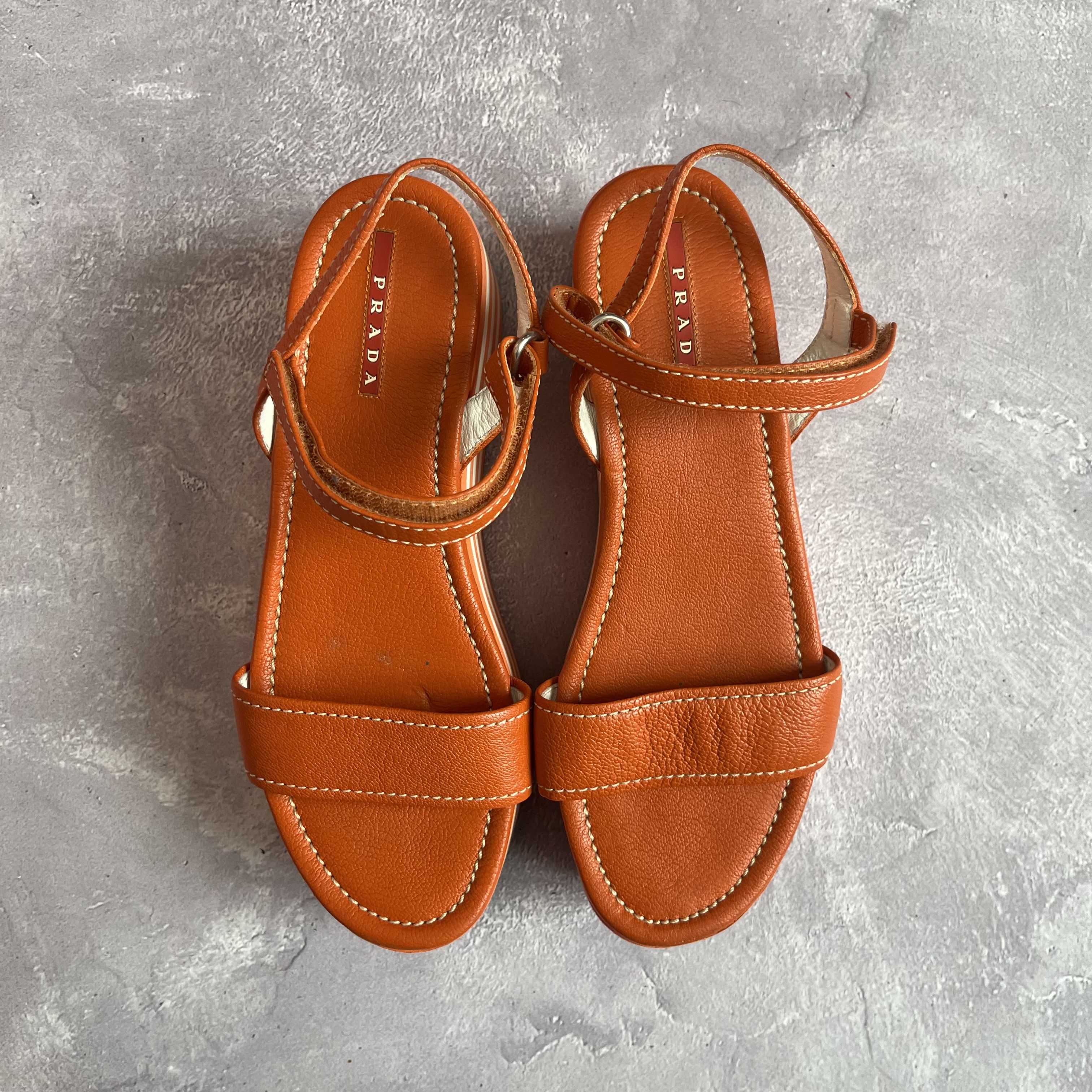 Prada Rare Prada Orange Platform Espadrille Sandals Size 37.5 Size US 7.5 / IT 37.5 - 5 Thumbnail
