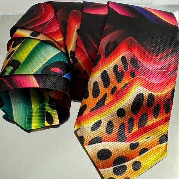 Handmade Tie Trippy Cheetah Leopard Op Art Necktie Hippie Psychedelic Size ONE SIZE - 8 Thumbnail