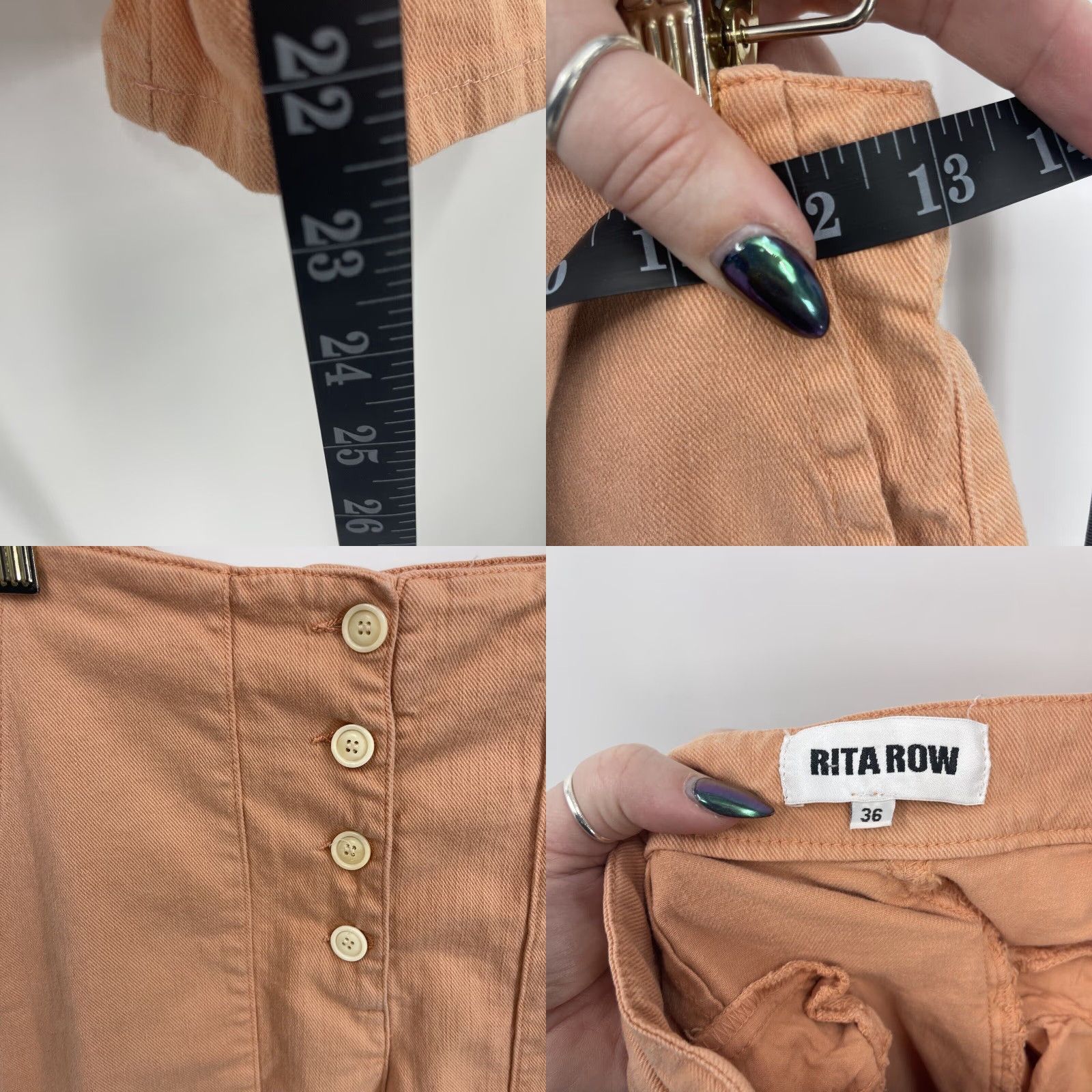 Vintage Rita Row Pants Womens Small High Rise Cropped Pocket Button Pink Peach Vintage: No? Size 28" / US 6 / IT 42 - 8 Thumbnail
