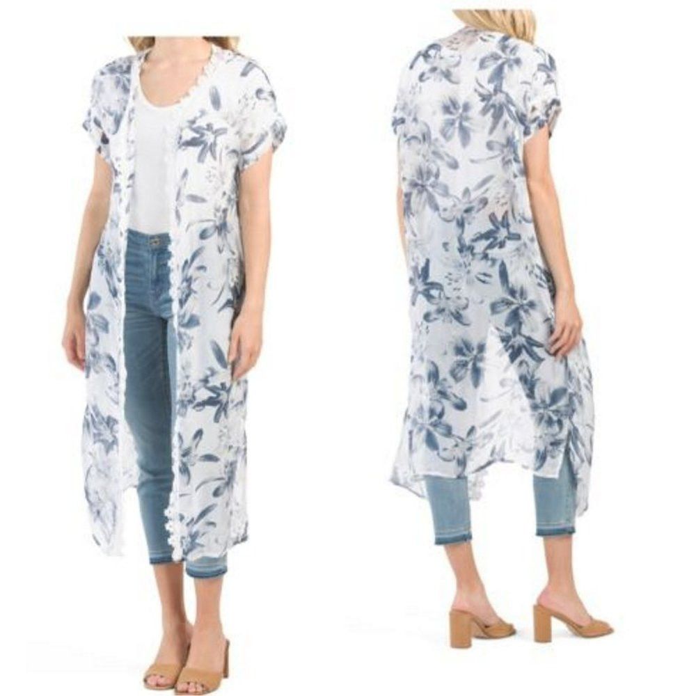 Other NWT New Elena Baldi Floral Print Silk Blend Kimono Duster O Size ONE SIZE - 1 Thumbnail