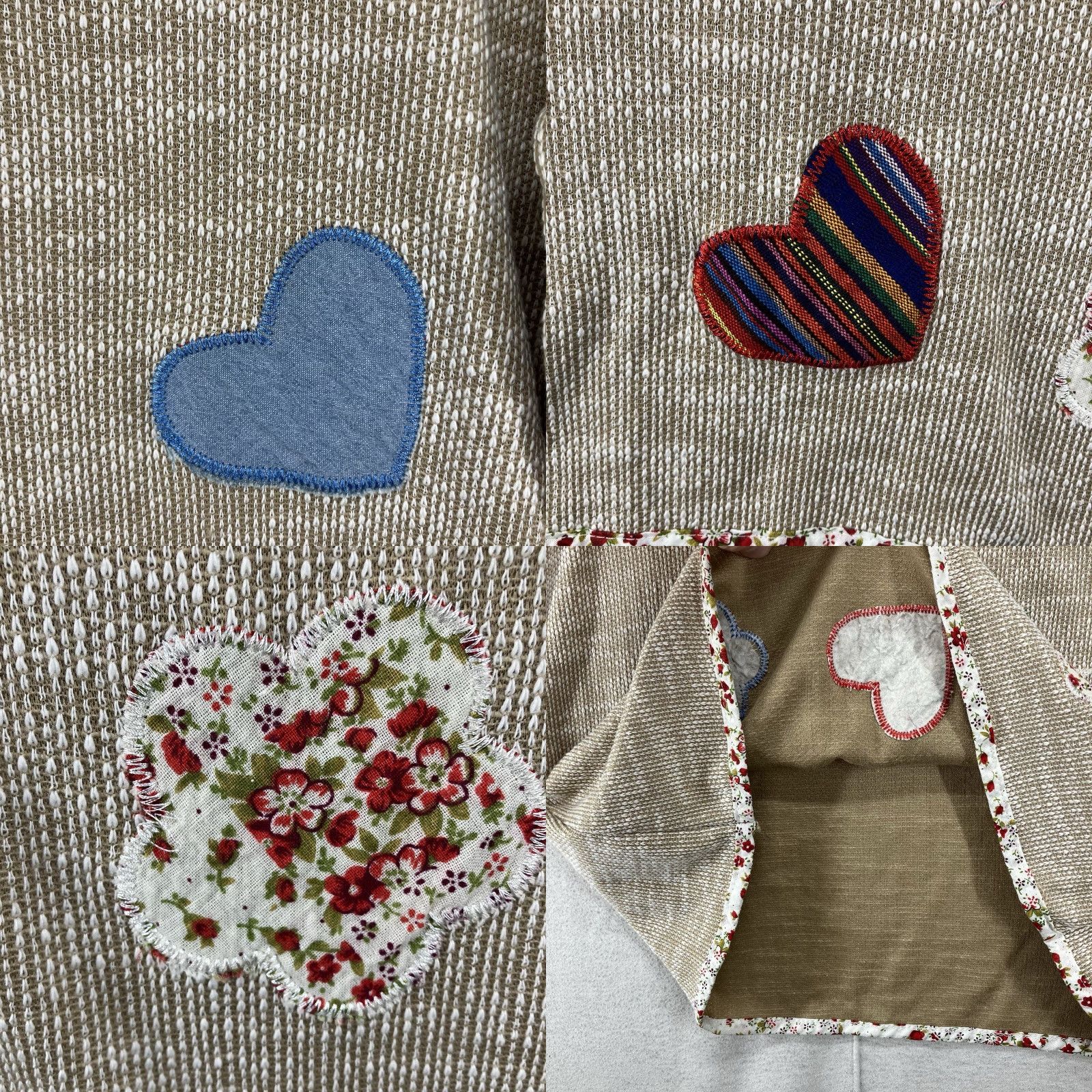Vintage VINTAGE Women's Casual Knit Top Long Sleeve Medium Embroidered Flowers Hearts Stars Beige Cotton T-Shirt Bohemian Arts Size M / US 6-8 / IT 42-44 - 8 Thumbnail