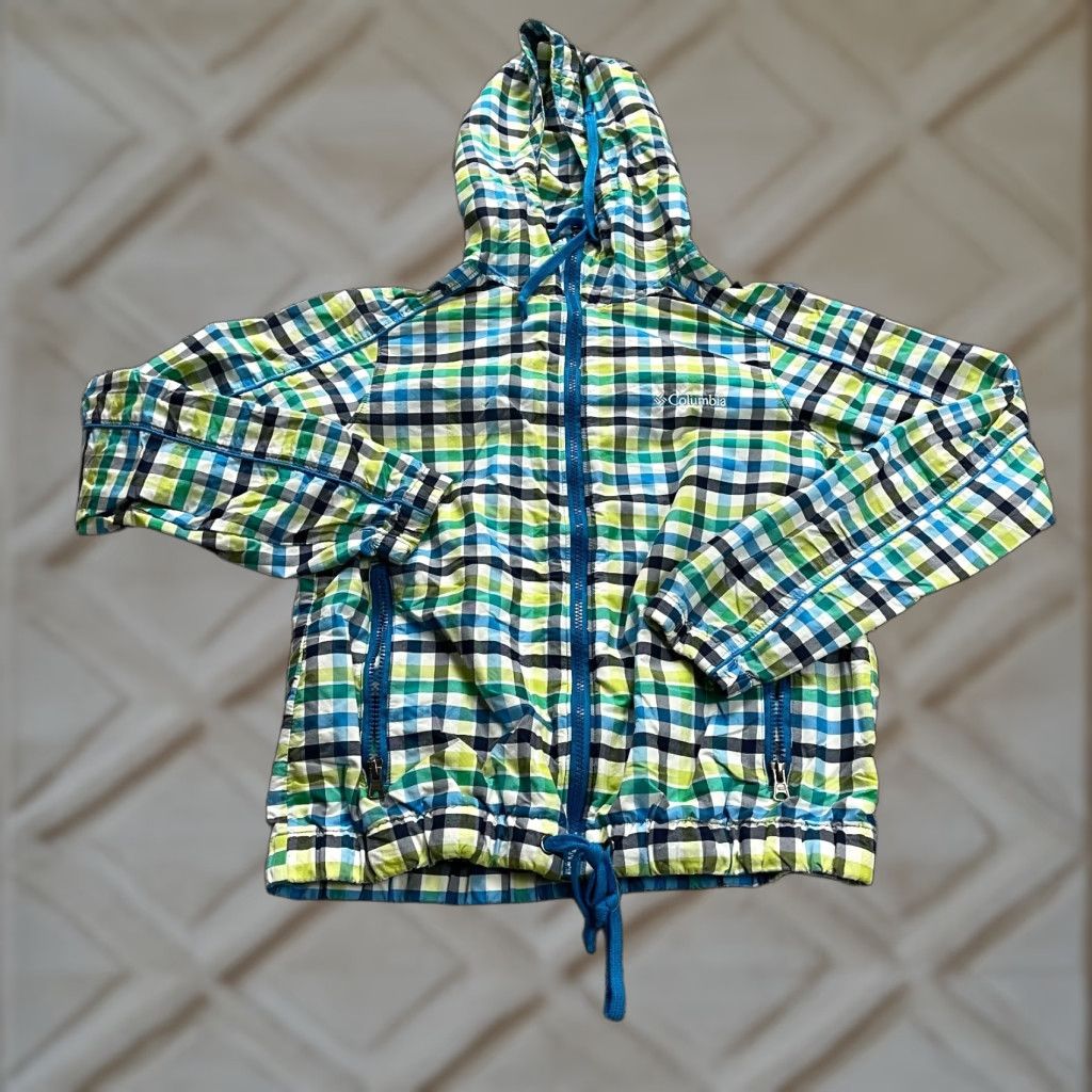 Columbia Hoodie Jacket Women M Multicolor Plaid Full Zip Drawstring Outdoor - Jacket