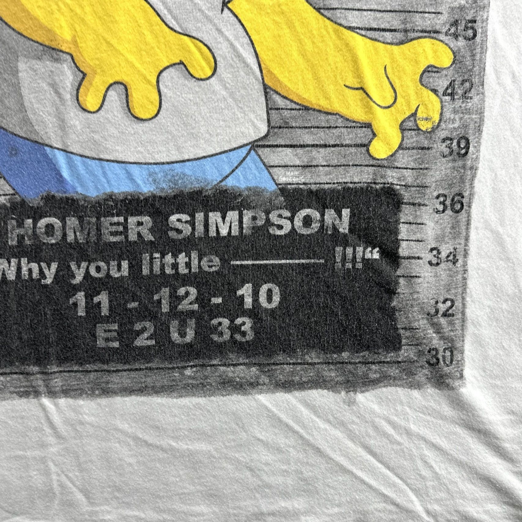 Vintage VINTAGE The Simpsons Shirt T-Shirt Homer Simpson Graphic Mugshot Tee Mens Large White Graphic Print 90s Pop Culture Mens Size US L / EU 52-54 / 3 - 6 Thumbnail