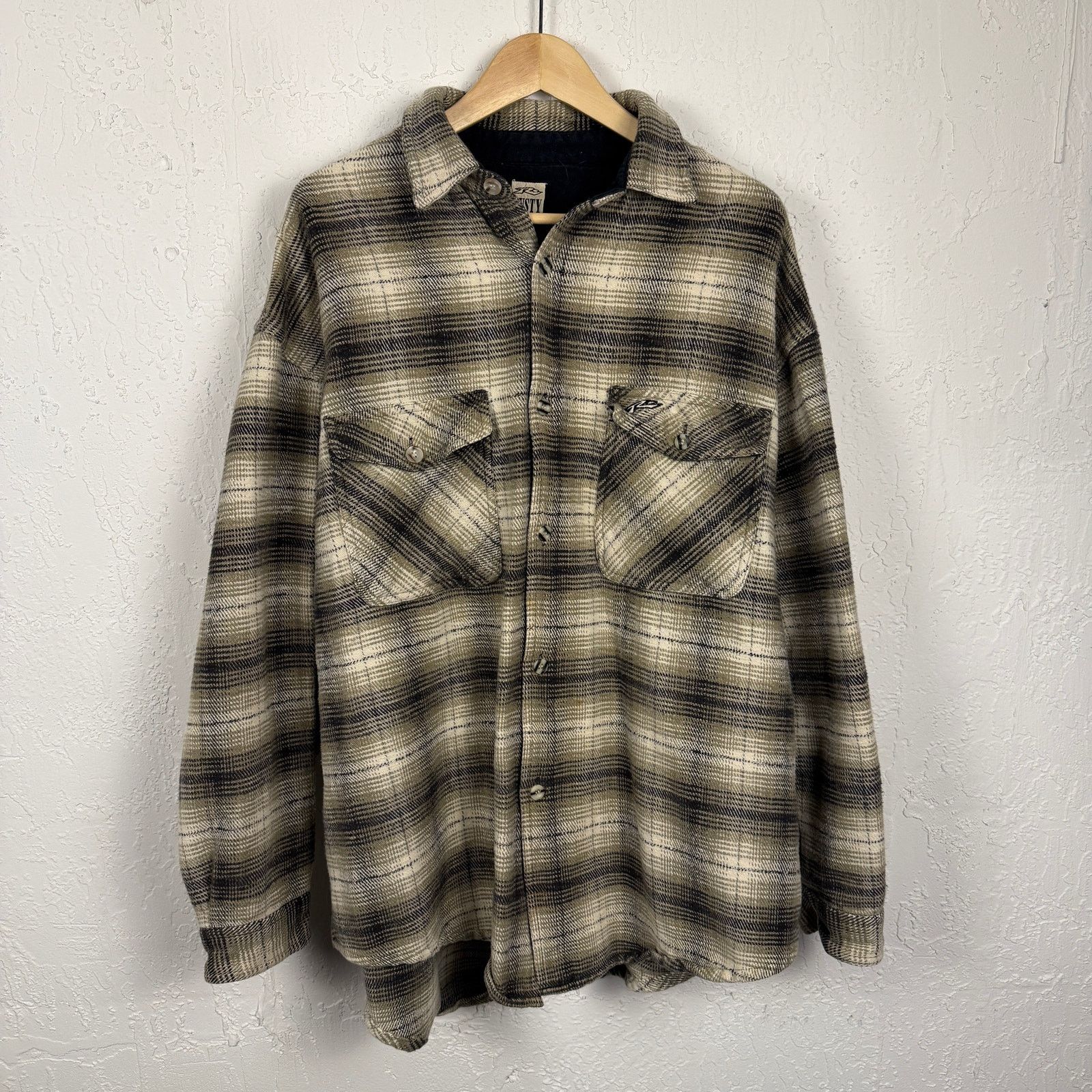 Vintage 90s Rusty Flannel Shirt XL Plaid Grunge Surf Skate