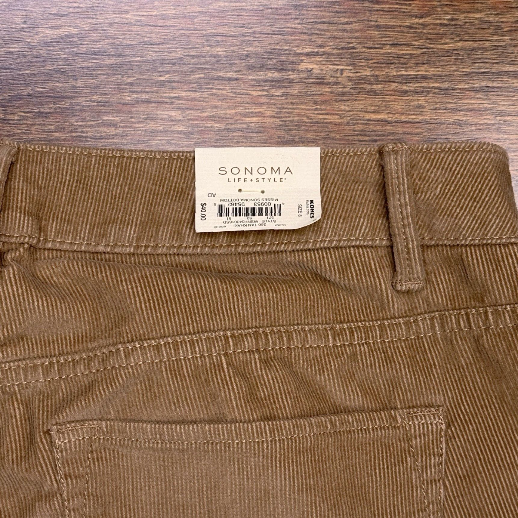 Vintage Sonoma Womens Pants Corduroy Straight Rise Mid 8 Tan Stretch 31.5 Inseam 8 Regular Chino Logo New Size 30" / US 8 / IT 44 - 7 Thumbnail