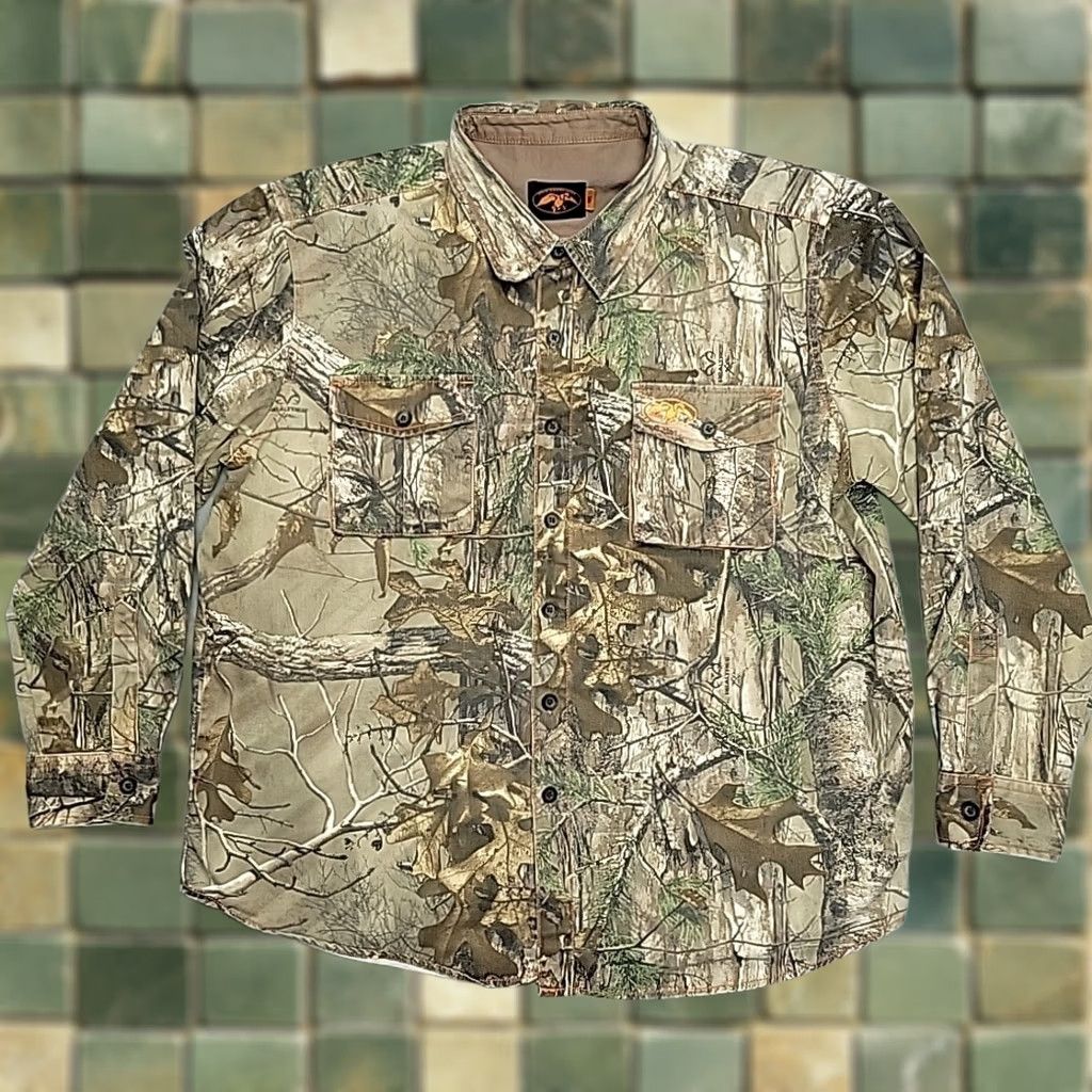 Realtree VINTAGE Duck Commander Camo Shirt Men 1XL Twill Realtree Xtra Shacket Jacket Hunt Shirt Size US XL / EU 56 / 4 - 1 Thumbnail