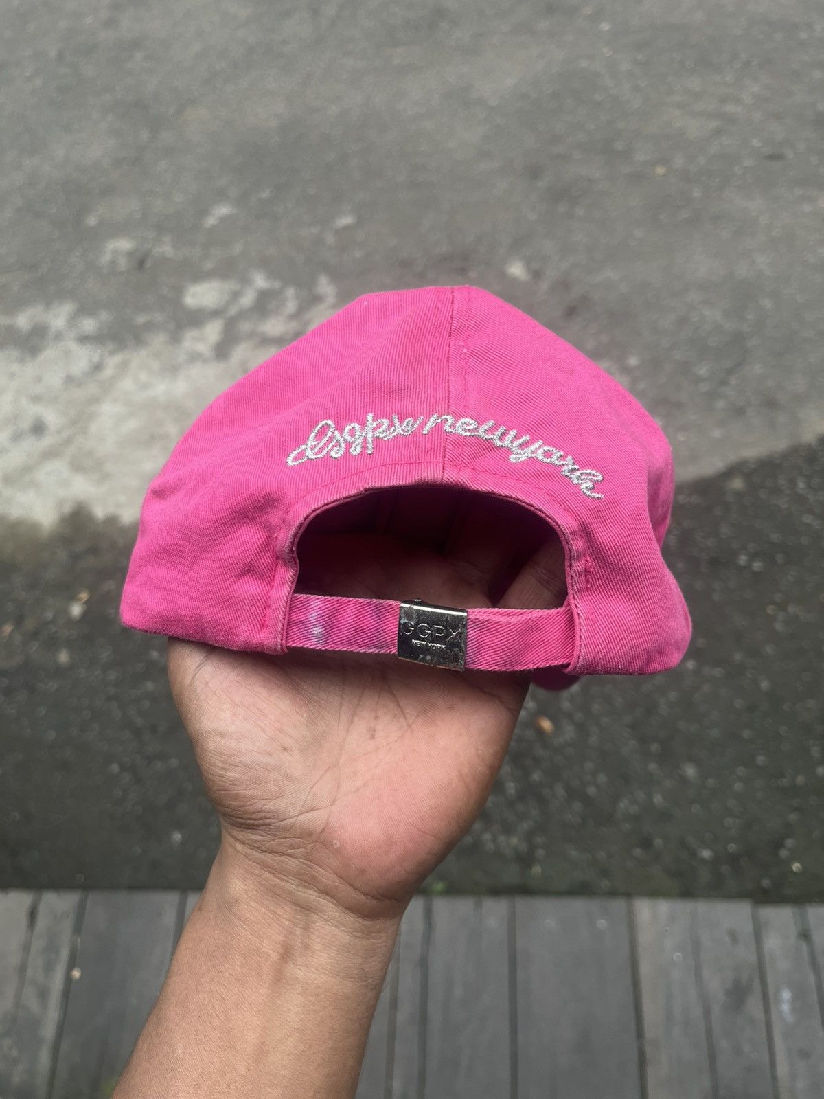 Japanese Brand GGPX New York Pink Rhinestone "GGPXNY" Distressed Hat Y2K Size ONE SIZE - 3 Thumbnail