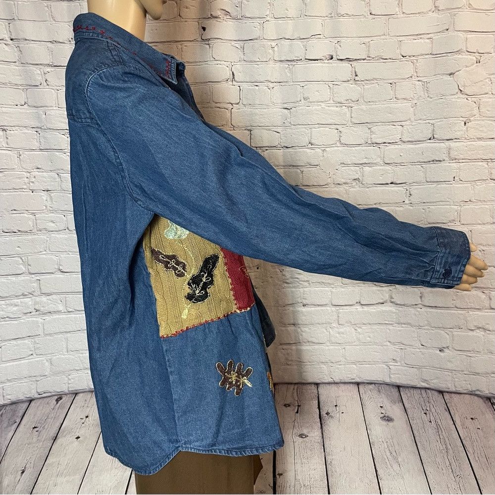 Other New Vintage National Denim Long Sleeve Embroidered Shirt Si Size XL / US 12-14 / IT 48-50 - 3 Thumbnail