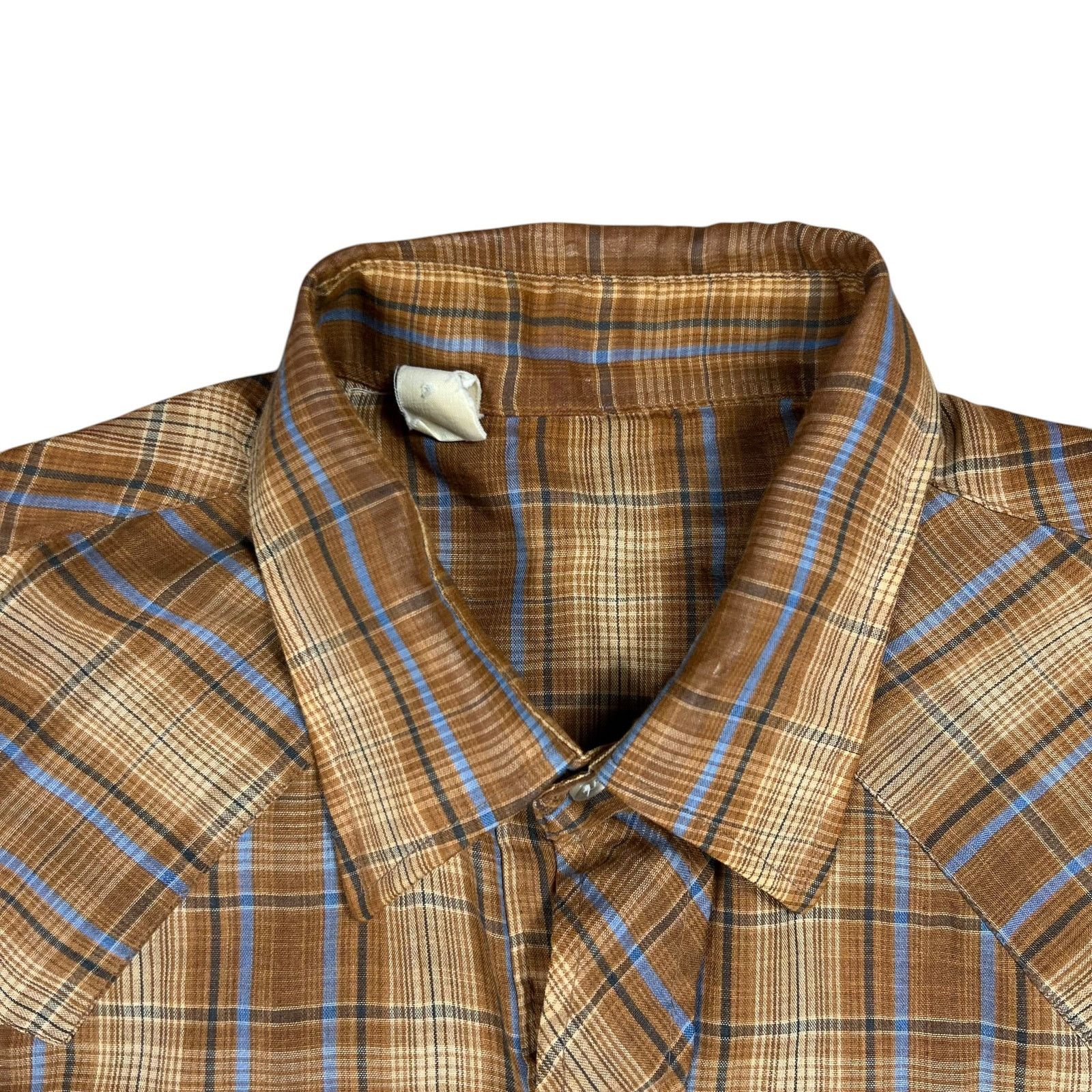 Vintage Vintage 1970s plaid short sleeve pearl snap button up shirt Size US L / EU 52-54 / 3 - 6 Thumbnail