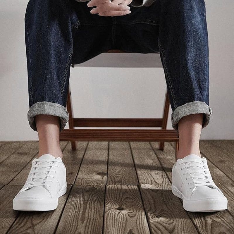 Other ZGR Men's Size 12 White Faux Leather Low Top Sneakers Size US 12 / EU 45 - 6 Thumbnail