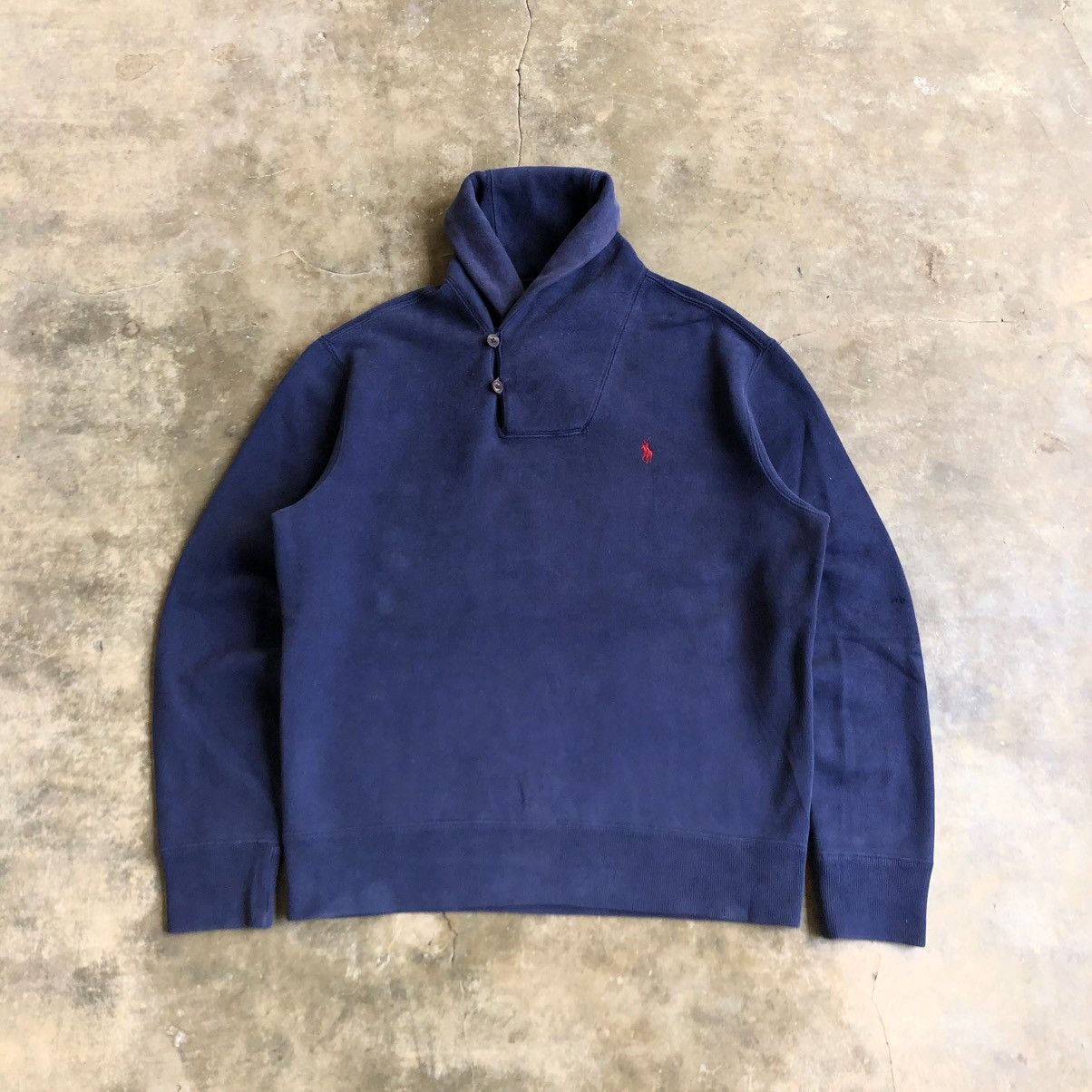 Polo Ralph Lauren Vintage Polo Ralph Lauren Shawl Collar Sweatshirt Navy Size US XL / EU 56 / 4 - 6 Thumbnail