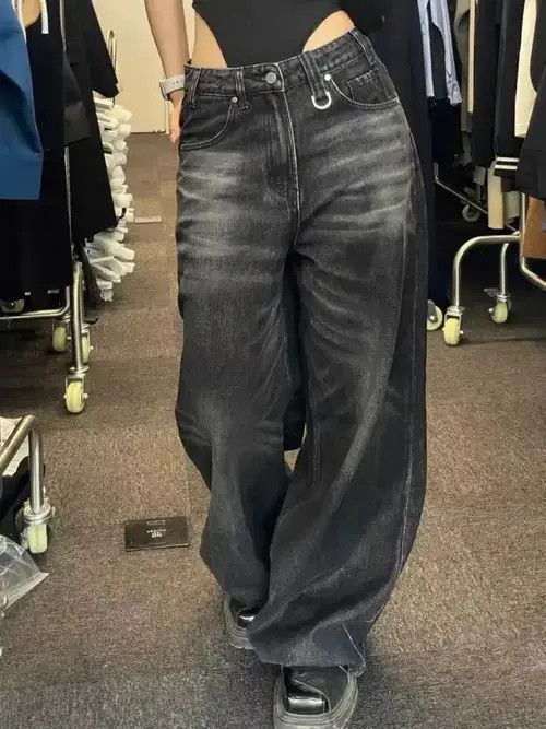 Japanese Brand × Vintage Vintage Black Wide Leg Jeans Women Oversized Size 32" / US 10 / IT 46 - 1 Thumbnail