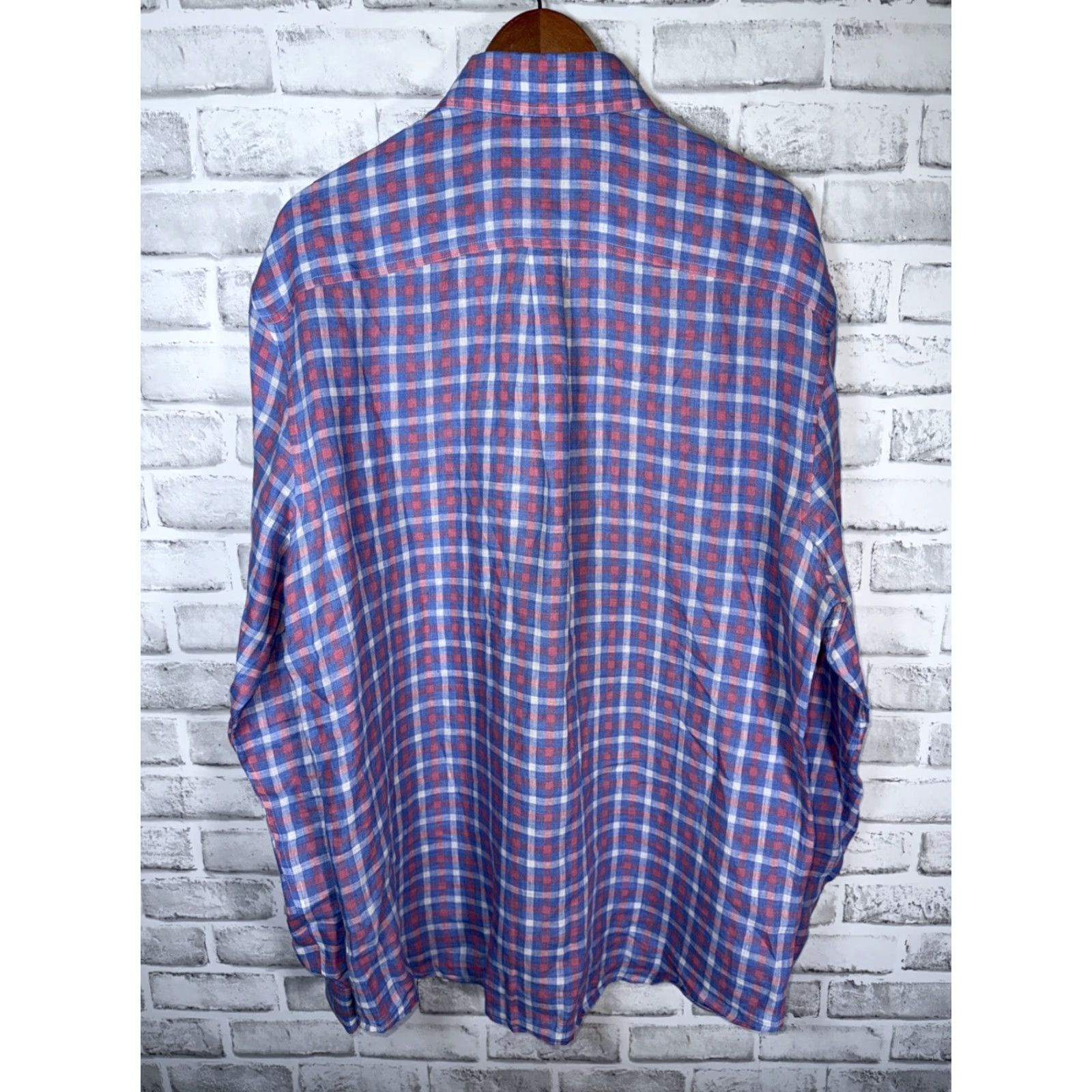 johnnie-O johnnie-O Shirt XL Mens Plaid Linen Button-Up Multicolor Santa Monica Long Sleeve Size US XL / EU 56 / 4 - 7 Thumbnail