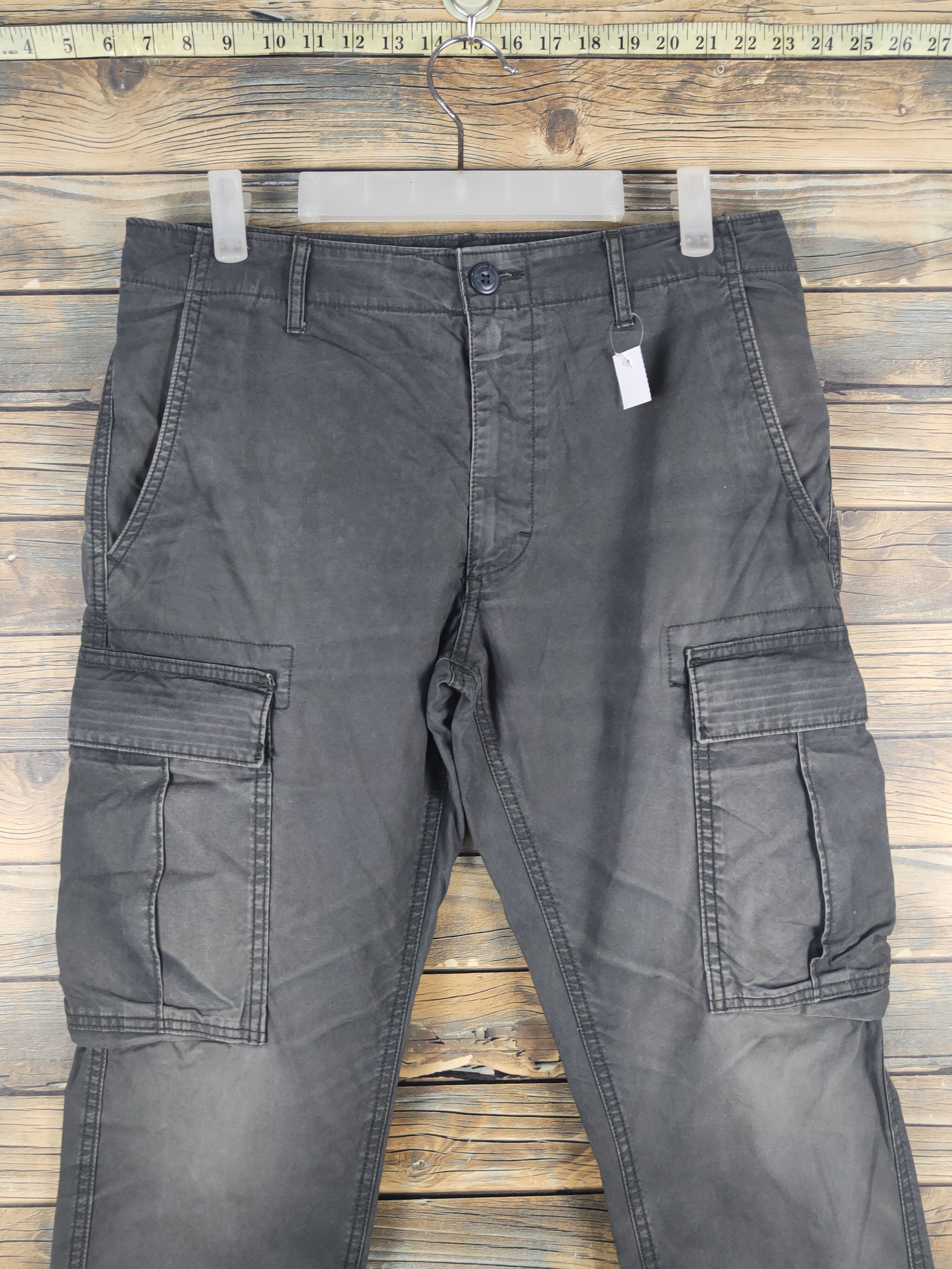Japanese Brand DL Old Navy Black Faded Multipocket Cargo Pants #1535 Size US 31 - 2 Thumbnail