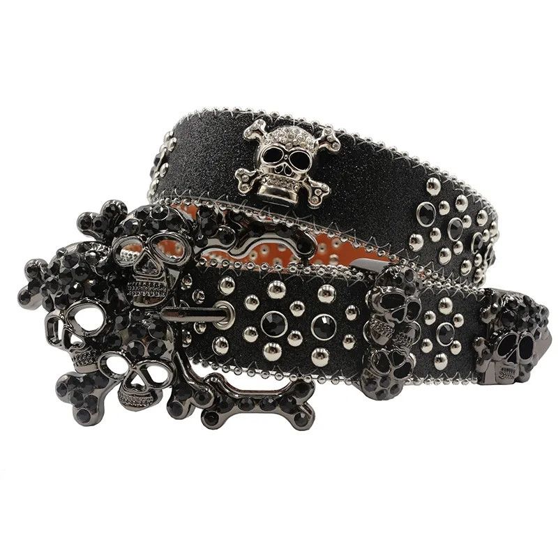 Skull Western Rhinestones Belt