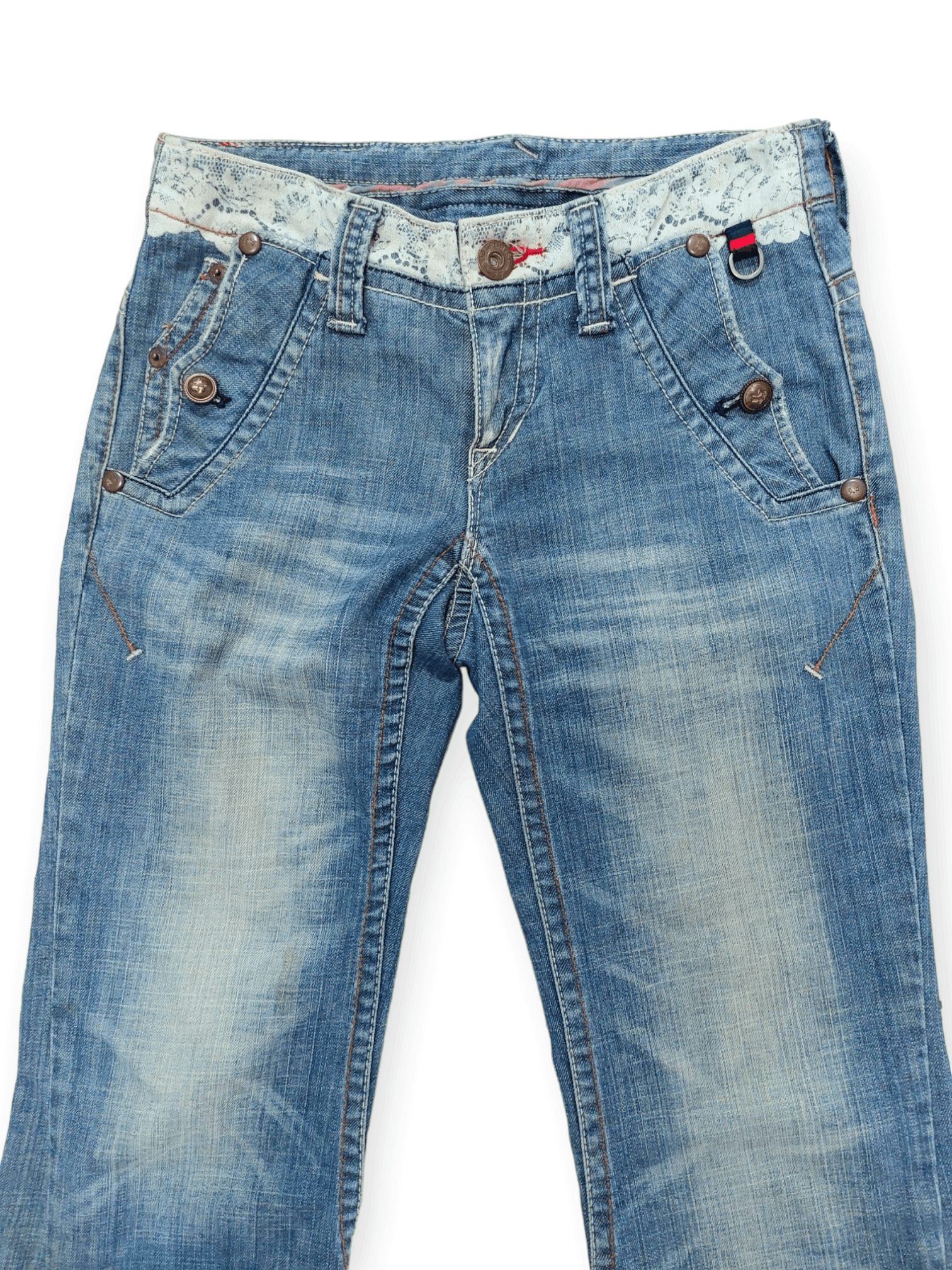 Other A6 Sport Flare Low Rise Distressed Denim Size US 28 / EU 44 - 3 Thumbnail