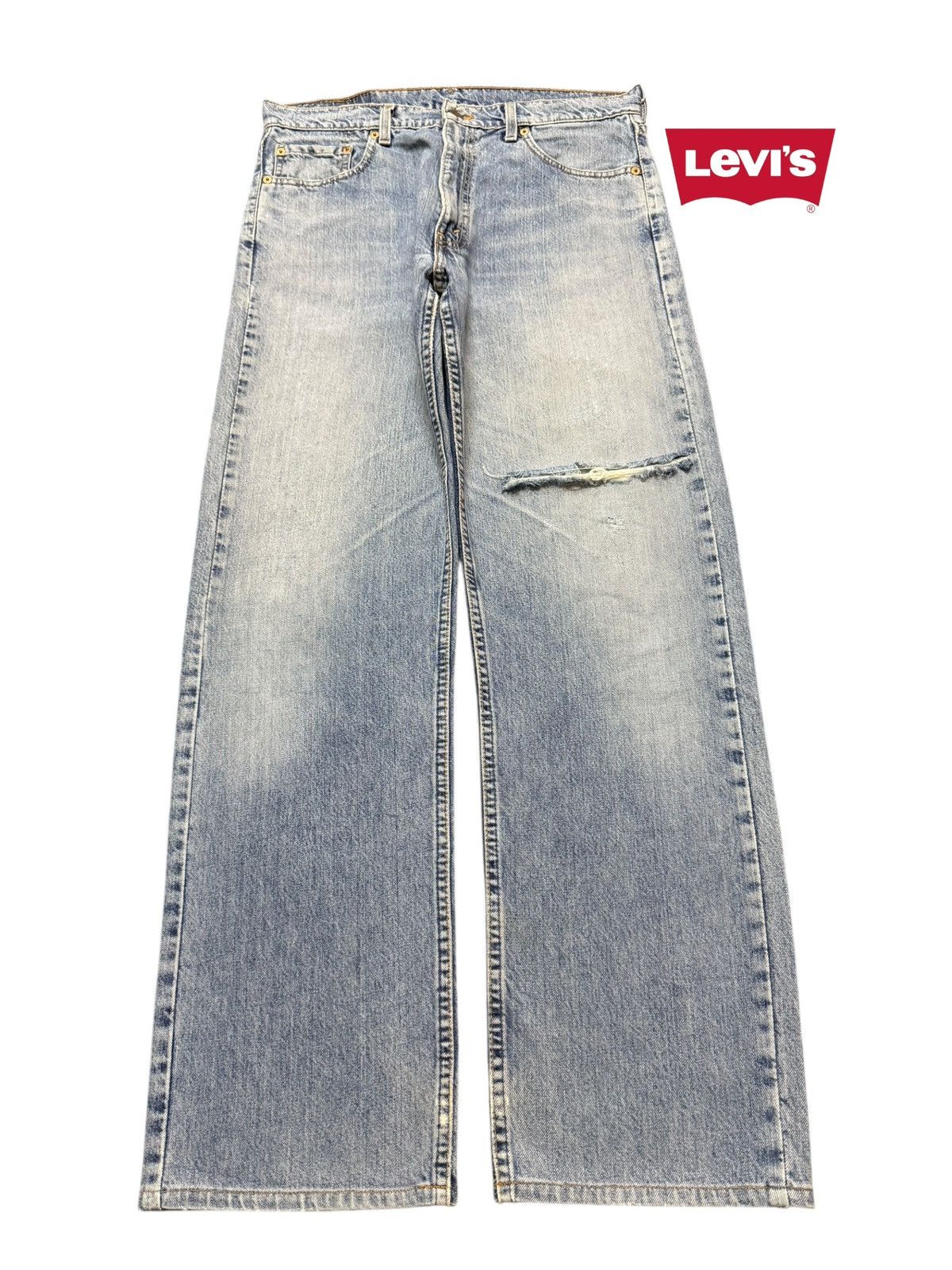 Levi's Vtg 80s Levis 519 Blue Faded Wash Distressed Straight Loose Size US 33 - 1 Thumbnail
