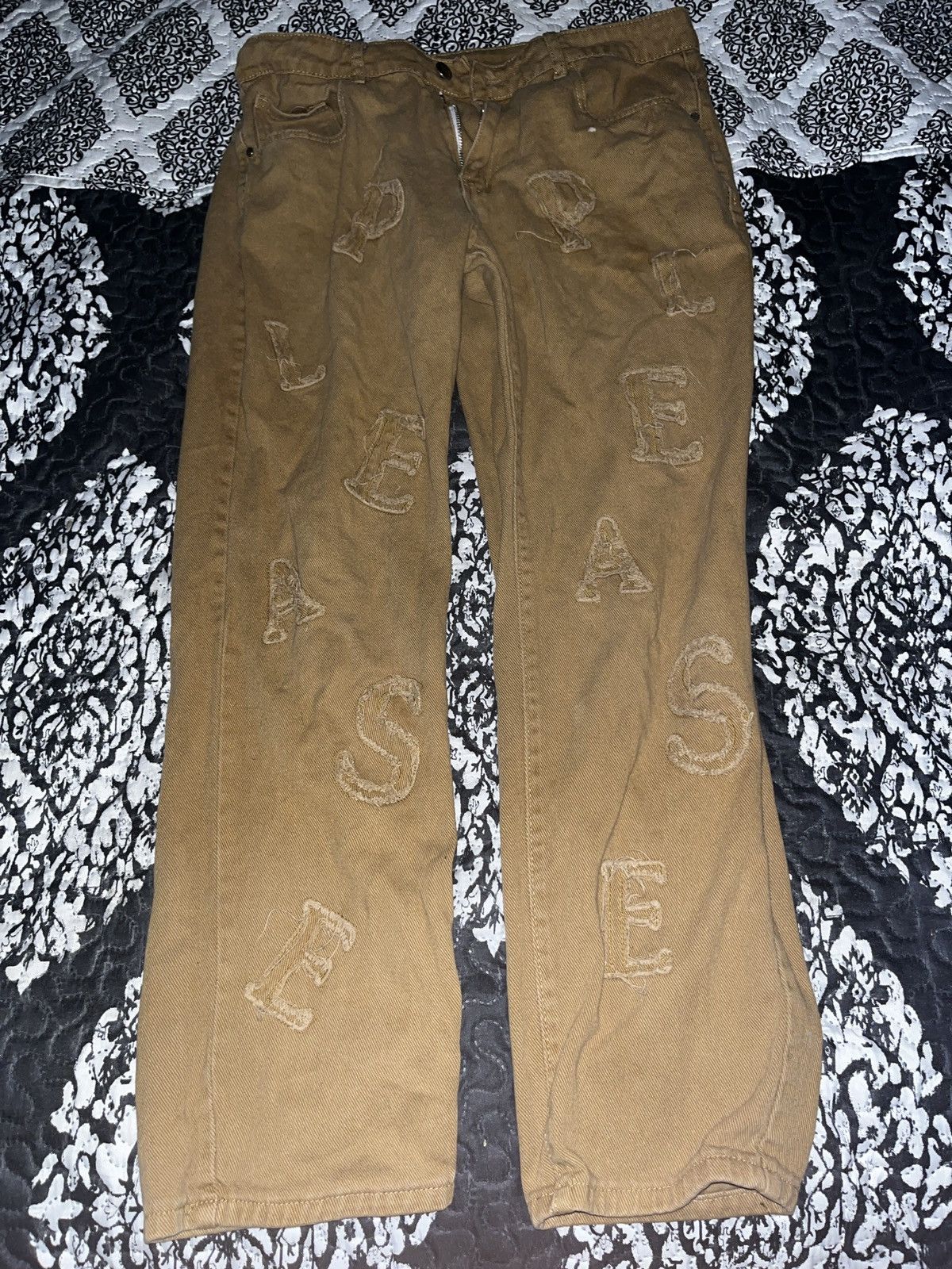 Other Brown Distressed Letter Pants Size 34 Size US 34 / EU 50 - 1 Thumbnail