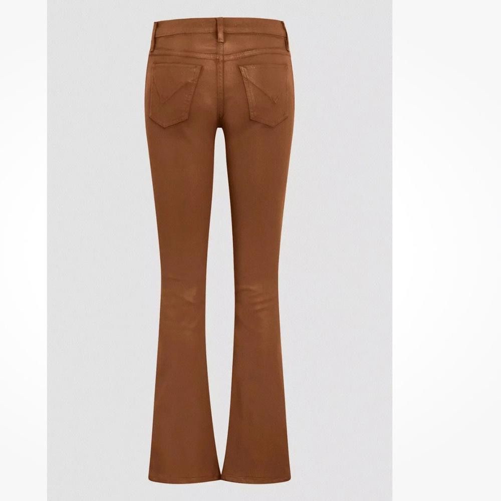 Designer HUDSON Cognac Brown Coated Long Flare Long Jeans Size 30 Size 30" / US 8 / IT 44 - 7 Thumbnail