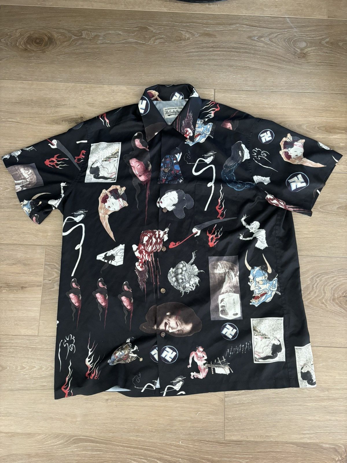 image of Wacko Maria Ghost Print Shirt in Black, Men's (Size XL)