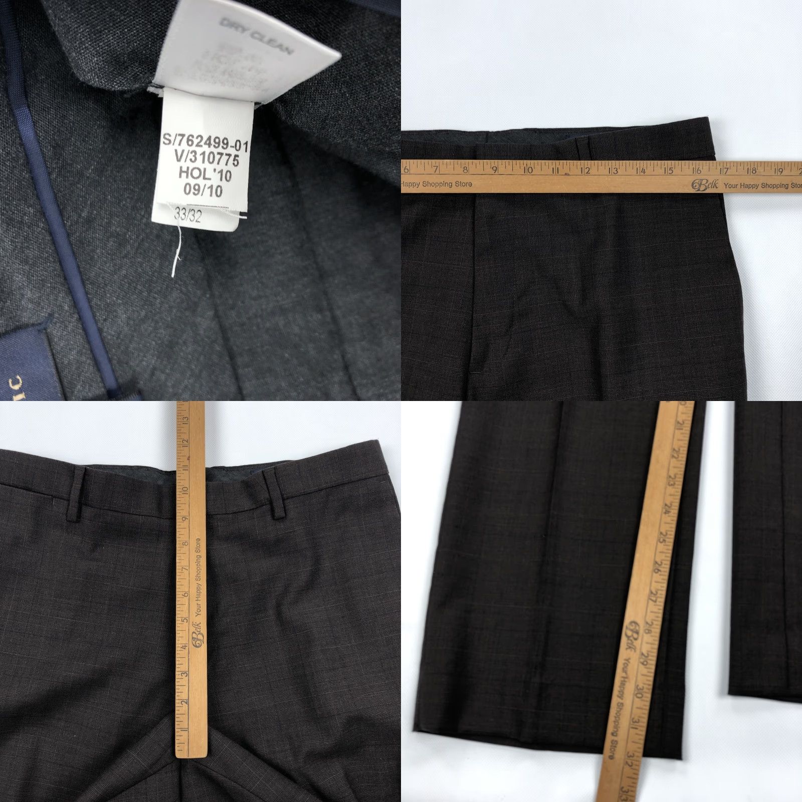 Banana Republic VINTAGE Banana Republic Classic Fit Pants Mens 33x32 Brown Wool Blend Plaid Check Dress Pants Size US 33 - 8 Thumbnail