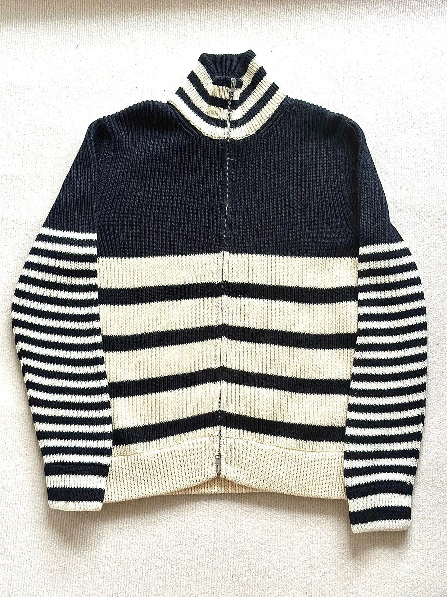 Maison Margiela Maison Margiela Black And White Zip-Up Knit Sweater -DMC Size US M / EU 48-50 / 2 - 1 Thumbnail