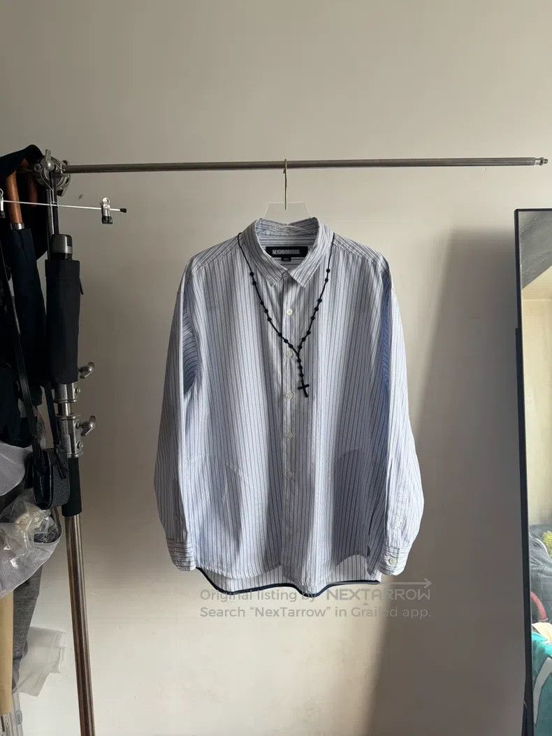 Neighborhood Neighborhood Cross Embroidered Striped Shirt Size US L / EU 52-54 / 3 - 1 Thumbnail