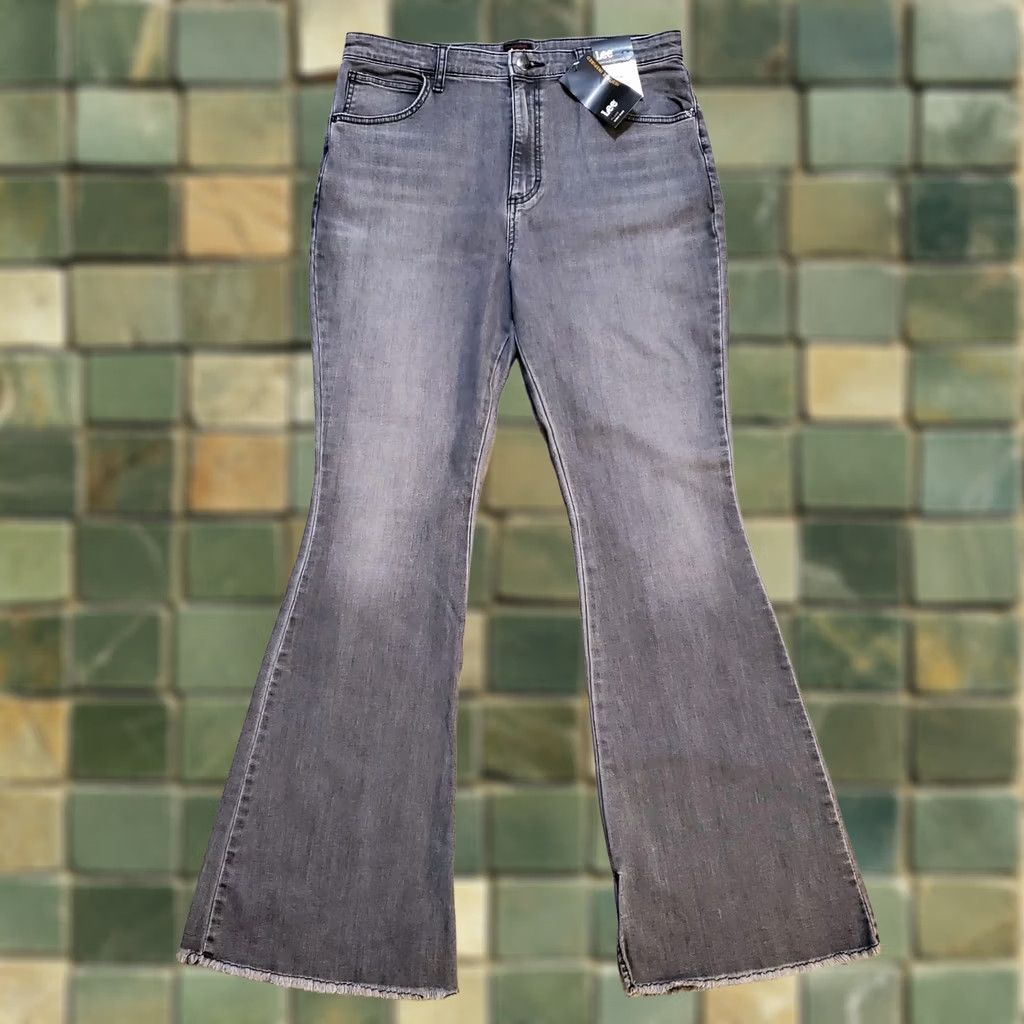 Lee Lee Jeans Womens 16 Gray NWT Tall High Rise Split Flare Hippie Boho Size 38" / US 16 / IT 52 - 1 Thumbnail