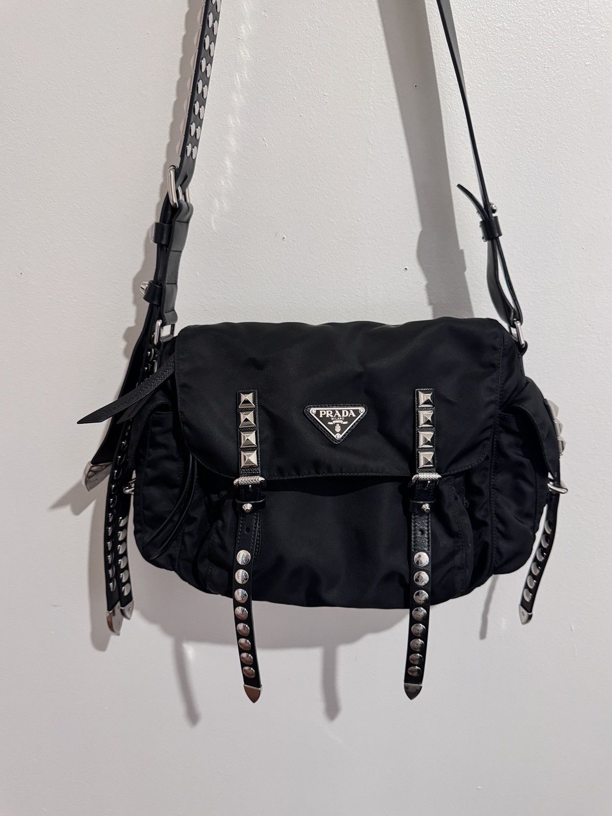 Prada Prada Black Stud Embellished Crossbody Bag Size ONE SIZE - 2 Thumbnail