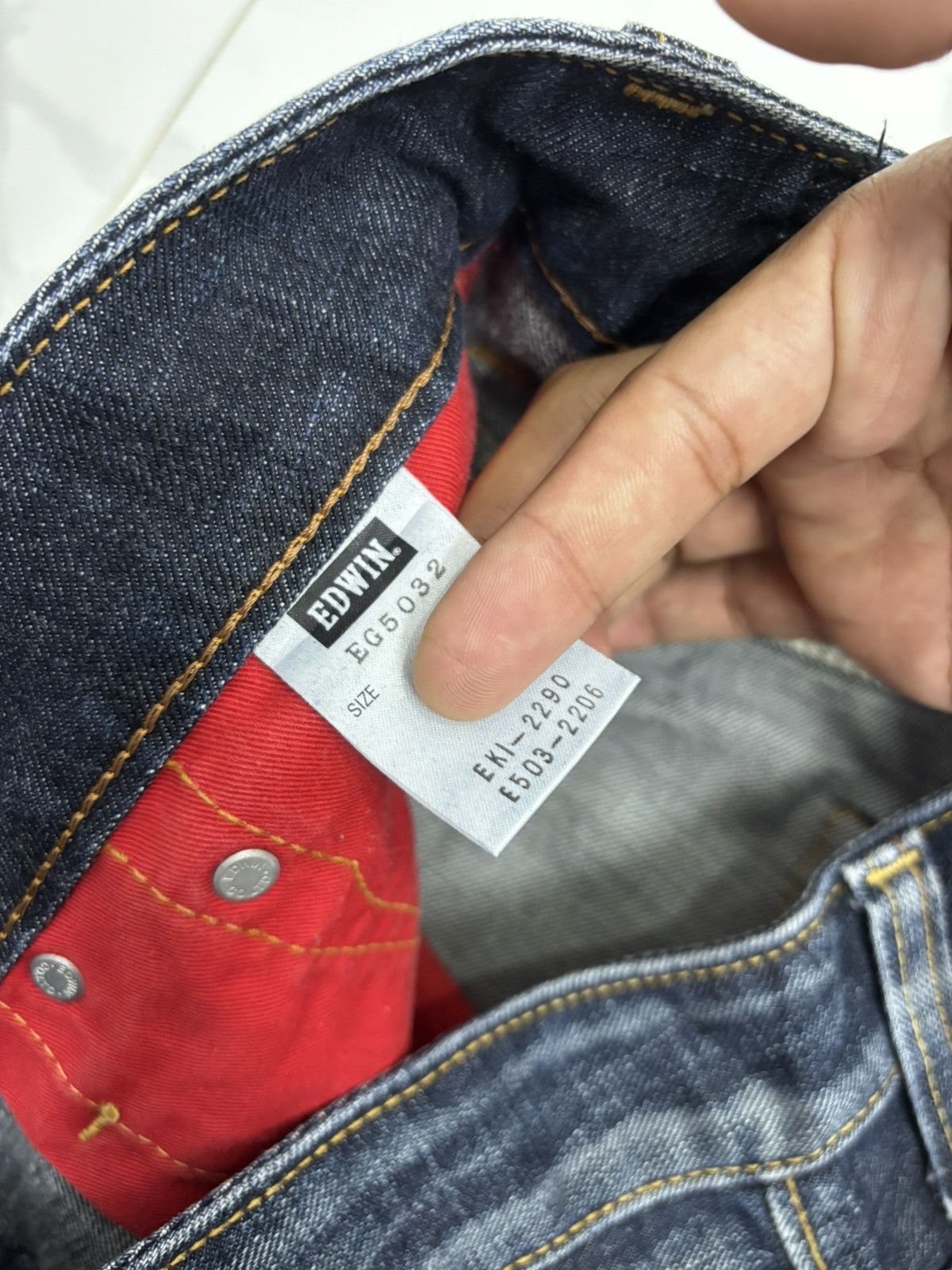 Edwin Edwin 503 Blue Trip Slim Washed Whisker Dirty Distress Size US 33 - 12 Thumbnail