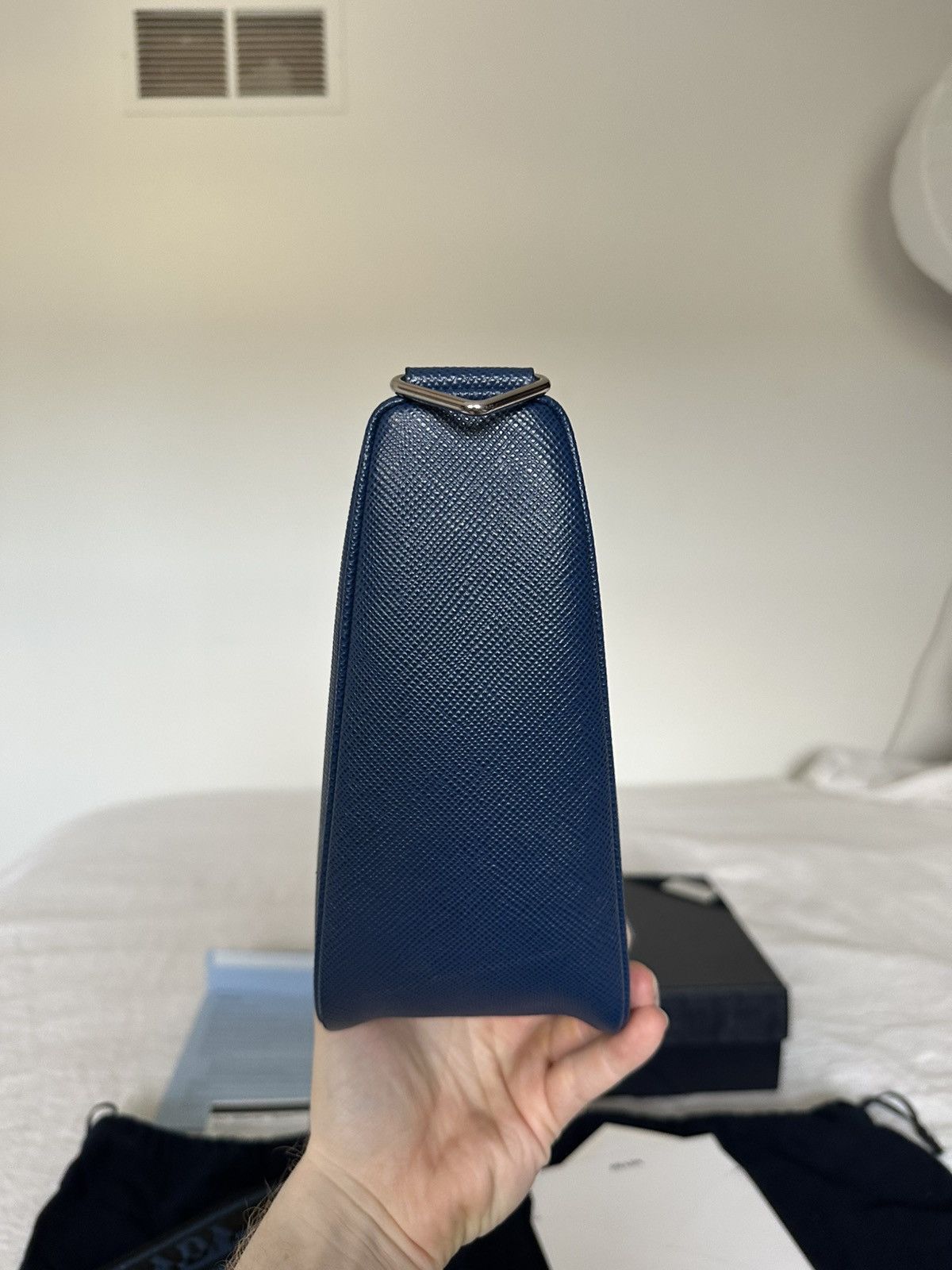 Prada Saffiano Triangle Bag in Bluette Size ONE SIZE - 16 Thumbnail