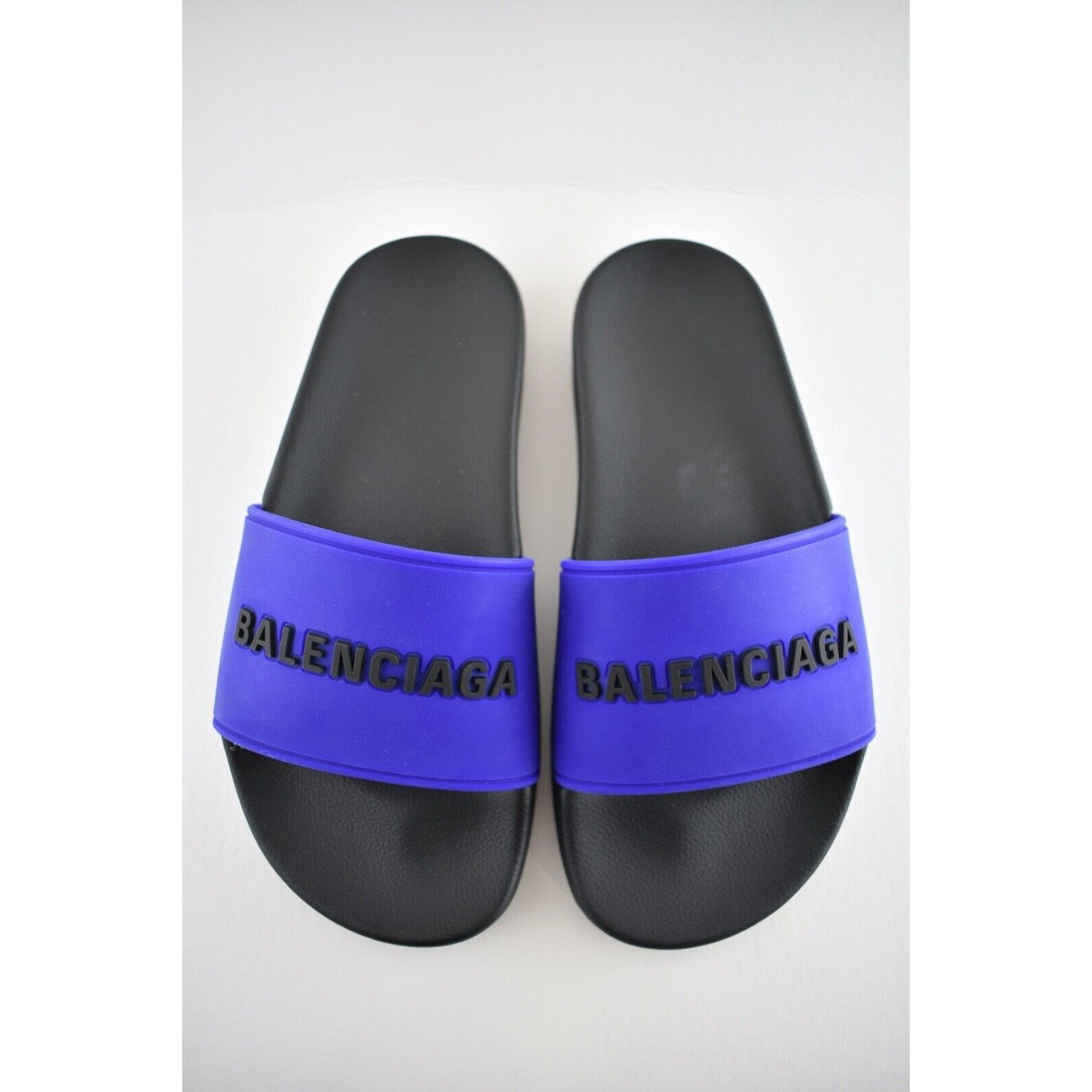 Balenciaga Balenciaga Black Blue Bicolor Rubber Logo Slide On Pool Size US 11 / IT 41 - 5 Thumbnail