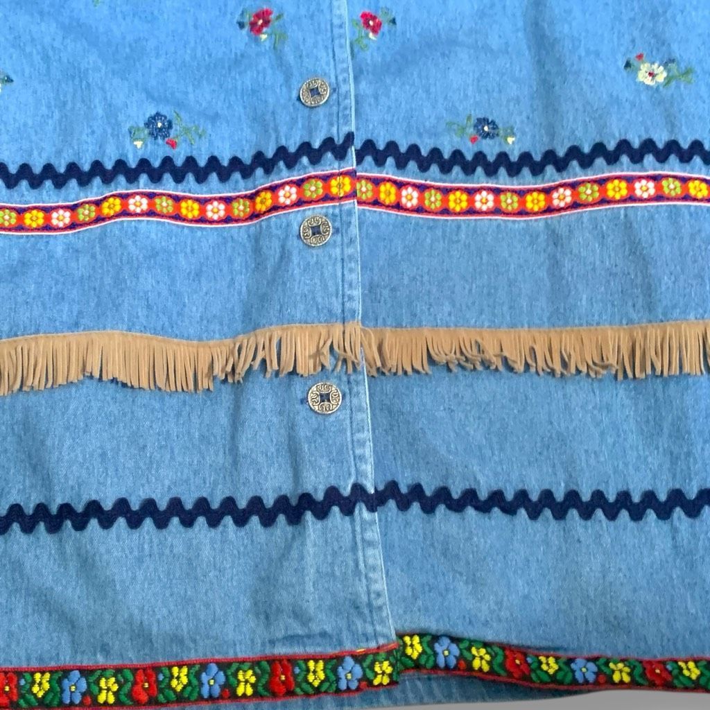 Vintage Upcycled Vintage Victoria Jones Sleeveless Denim Shirt Fring Size XXL / US 16-18 / IT 52-54 - 7 Thumbnail