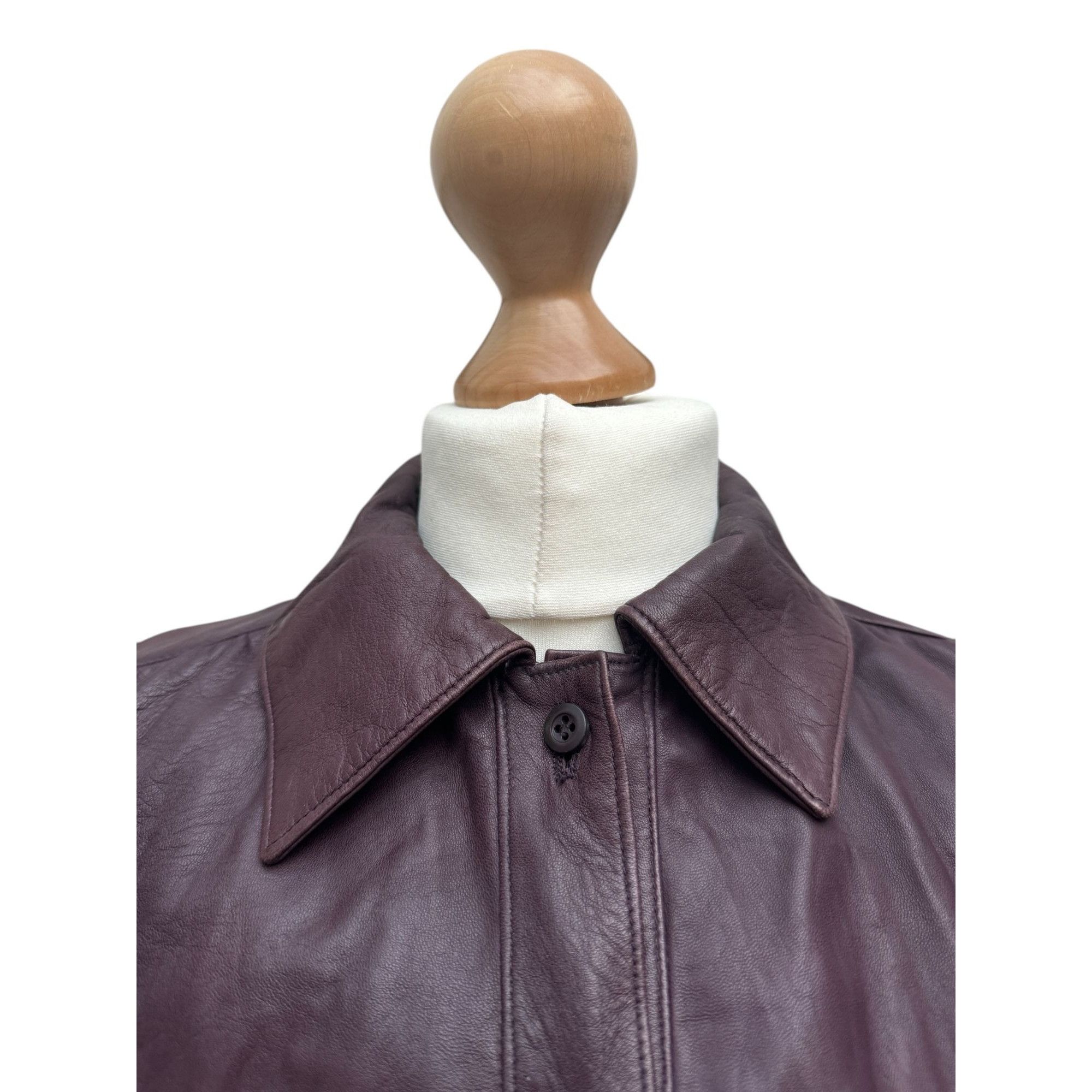 Prada Burgundy Leather Blouse Size M / US 6-8 / IT 42-44 - 4 Thumbnail