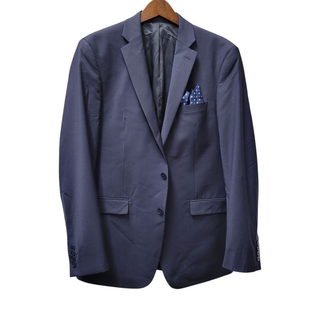 Calvin Klein Calvin Klein Men's Blue Wool-Blend 2-Button Side-Vent Suit Size 42L - 5 Thumbnail