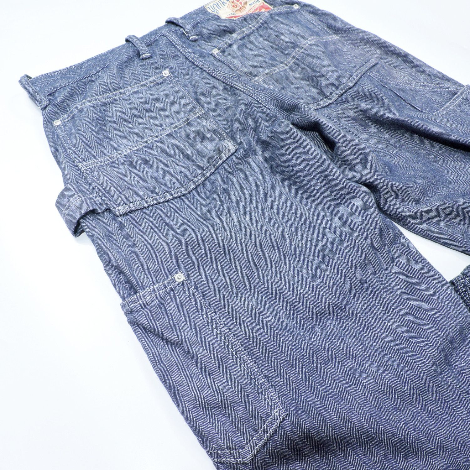 The Real McCoy's 8HU LOT 724 DOUBLE KNEE HERRINGBONE LIGHT CHAMBRAY TROUSERS Size US 32 / EU 48 - 19 Thumbnail