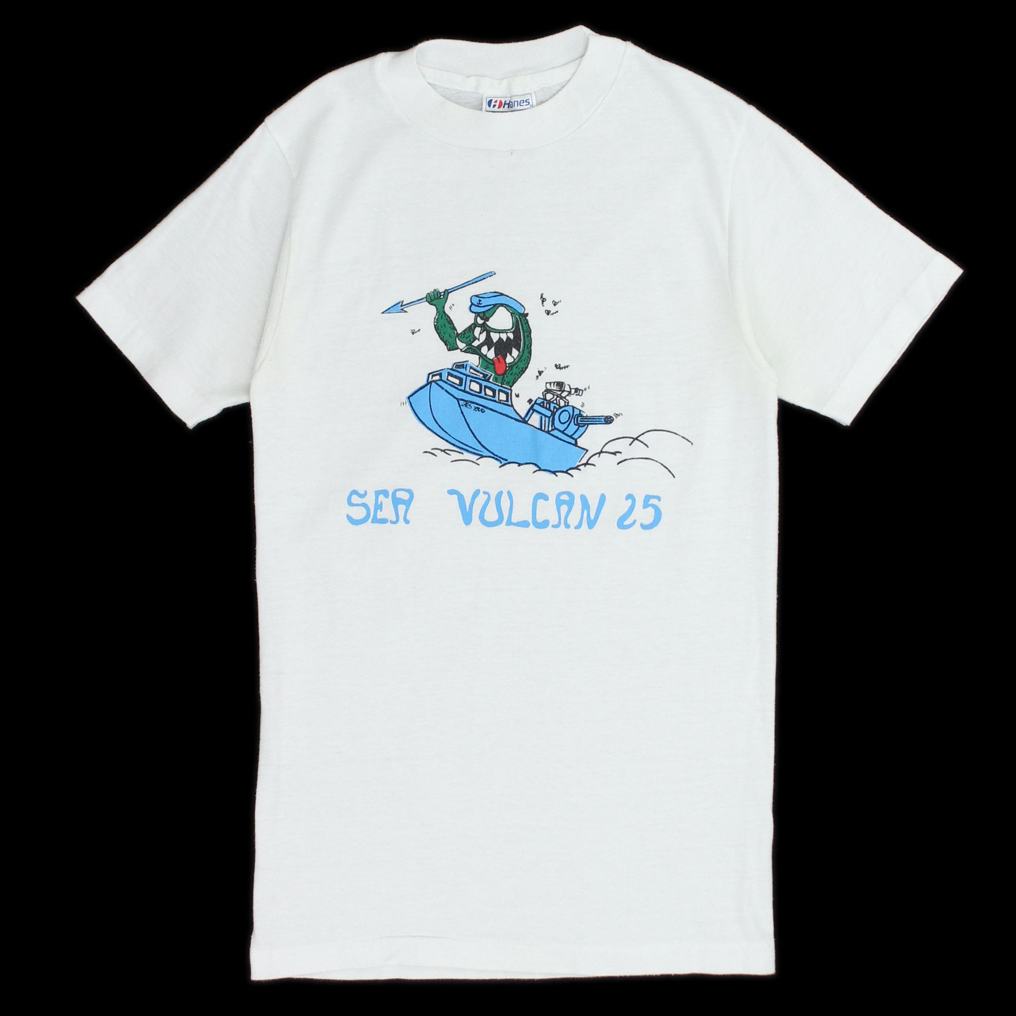 80s Hanes 50-50 Sea Vulcan 25 Gatling Gun Boat Graphic Tee