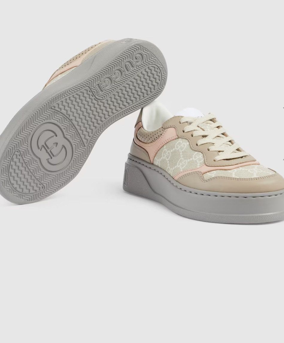 Gucci GUCCI WOMEN'S GG SNEAKER PALE PINK + BEIGE SIZE 7 WORN