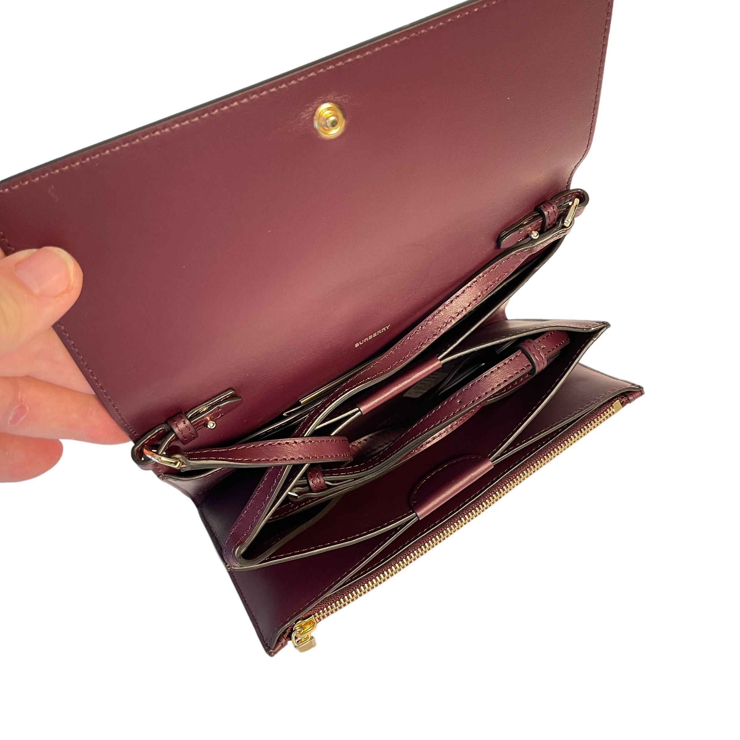 Burberry Burberry Burgundy Leather Hazelmere Wallet On Strap Size ONE SIZE - 6 Thumbnail