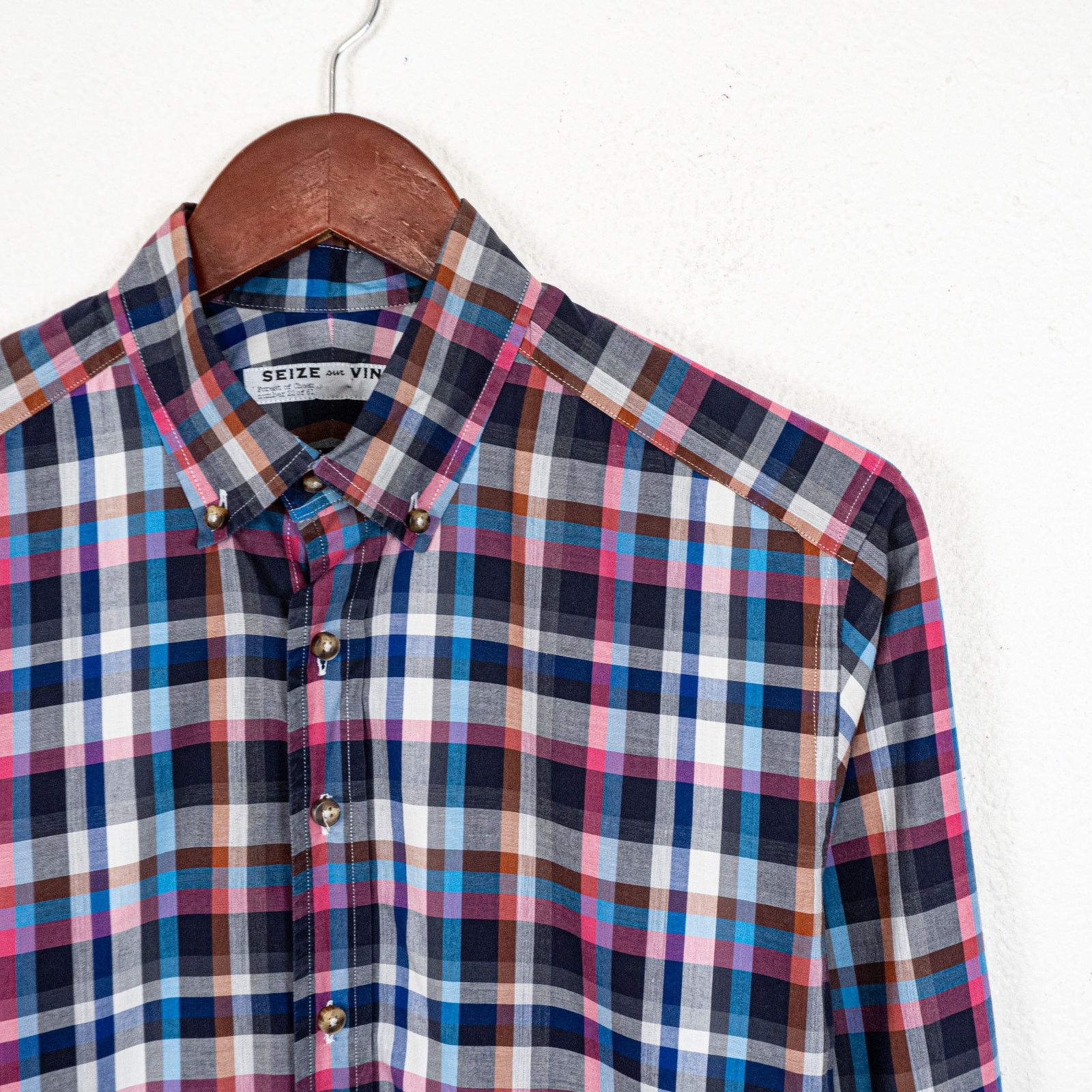 Seize sur Vingt Seize Sur Vingt Men's Button Down Shirt Multi color check Size US M / EU 48-50 / 2 - 4 Thumbnail
