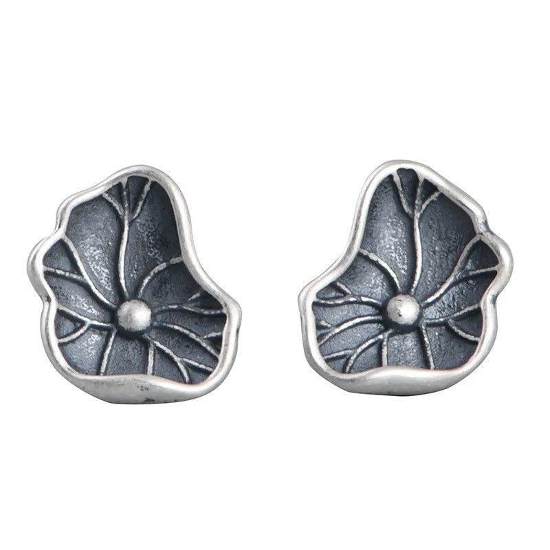 Jewelry Lotus Leaf Stud Earrings 925 Sterling Silver Ear Charms Gift Size ONE SIZE - 5 Thumbnail