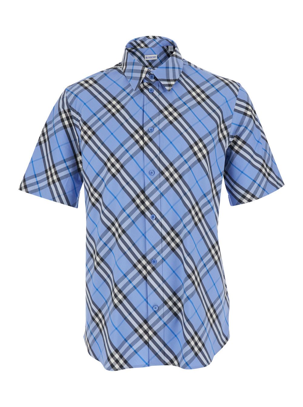 Burberry 'Robert' Light Blue Shirt with Classic Collar and All-Over Check Motif in Cotton for Men Size US XL / EU 56 / 4 - 1 Thumbnail