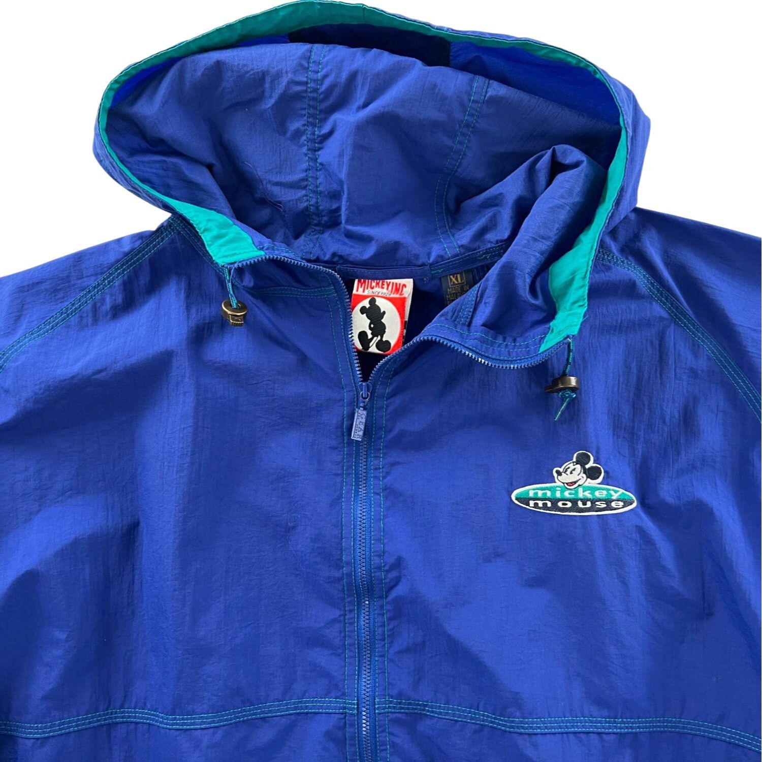 Disney Vintage 90s Disney Mickey Mouse Hooded Windbreaker Jacket Size US XL / EU 56 / 4 - 4 Thumbnail
