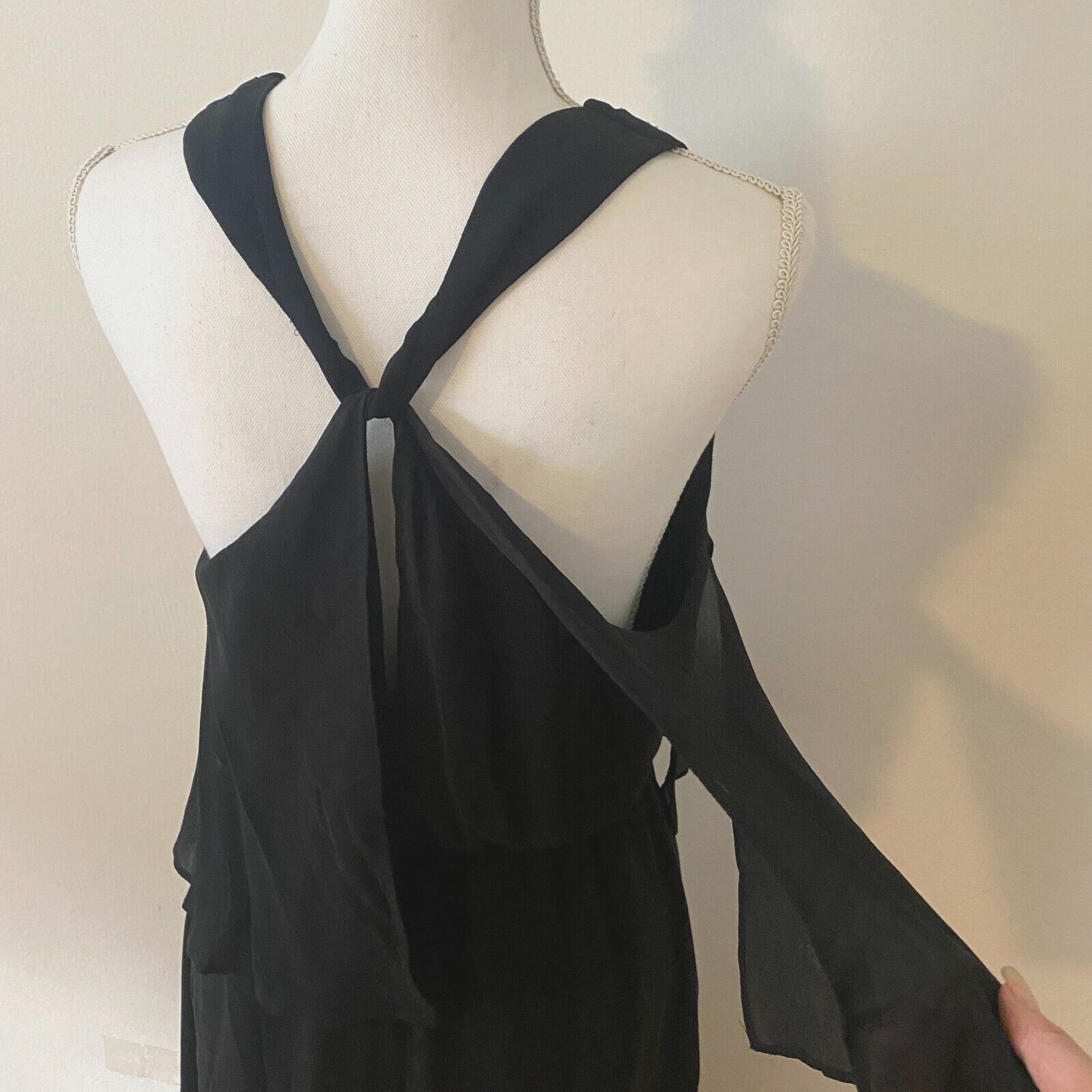 Aritzia Aritzia Babaton Black SILK Chiffon VNeck Racerback Maxi S Size S / US 4 / IT 40 - 2 Thumbnail