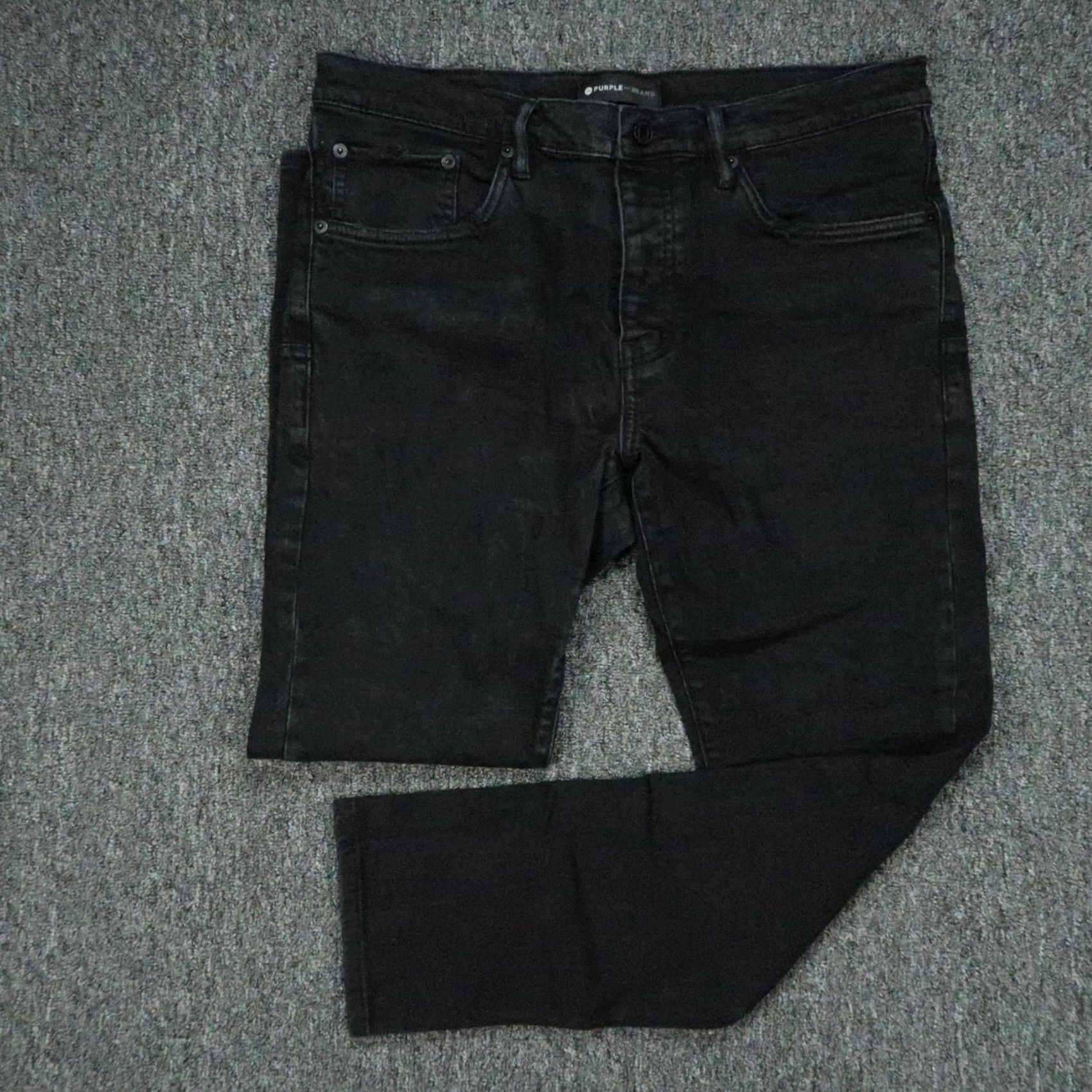 J Brand Purple Brand Jeans Mens 34x28 Black Slim Stretch Button Fly 5-Pocket Denim Straight Vintage: No Mens Size US 34 / EU 50 - 2 Thumbnail