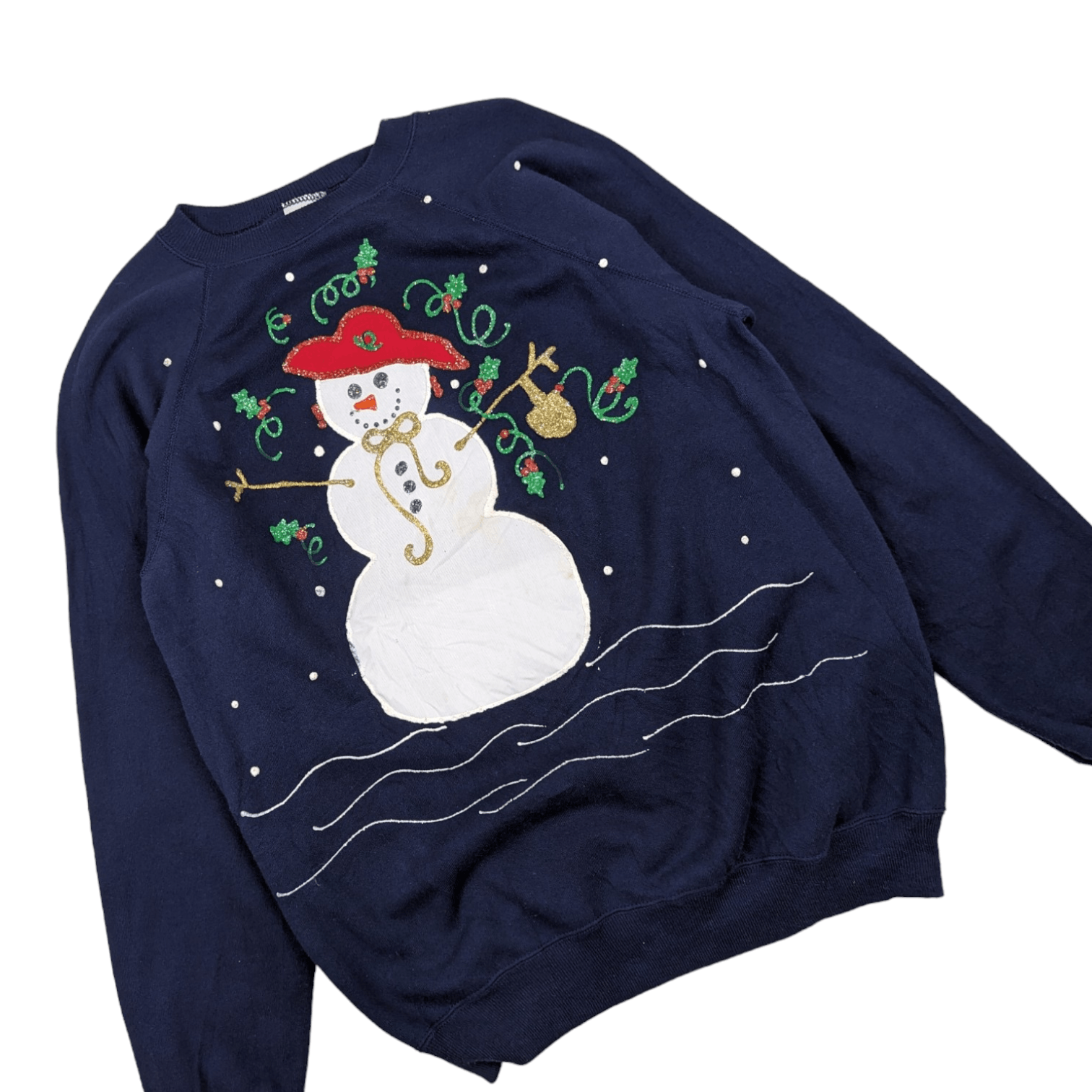 Hanes Vintage 90's HANES Custom Snowman Christmas New Year Jumper Size US L / EU 52-54 / 3 - 2 Thumbnail