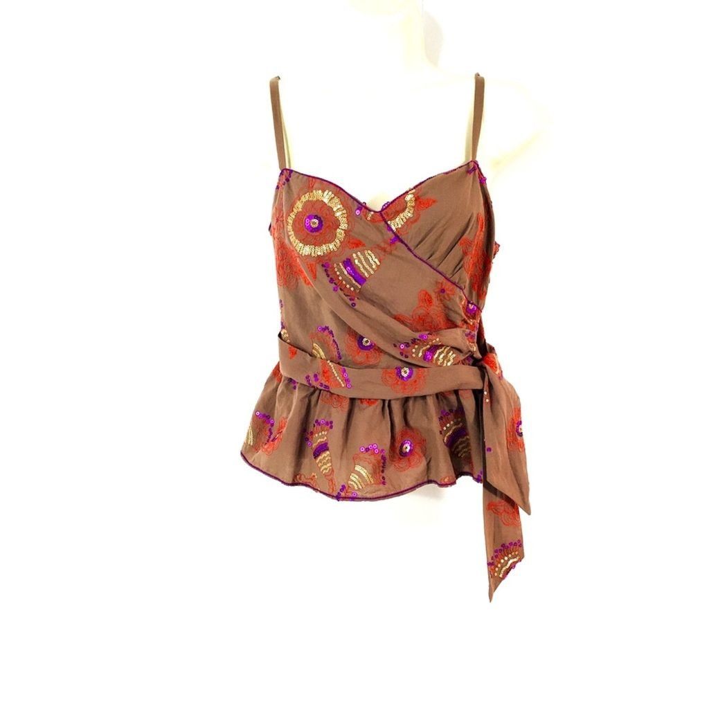 Other Sz L Boho Embroidered Sequin Peplum Top Size L / US 10 / IT 46 - 12 Thumbnail