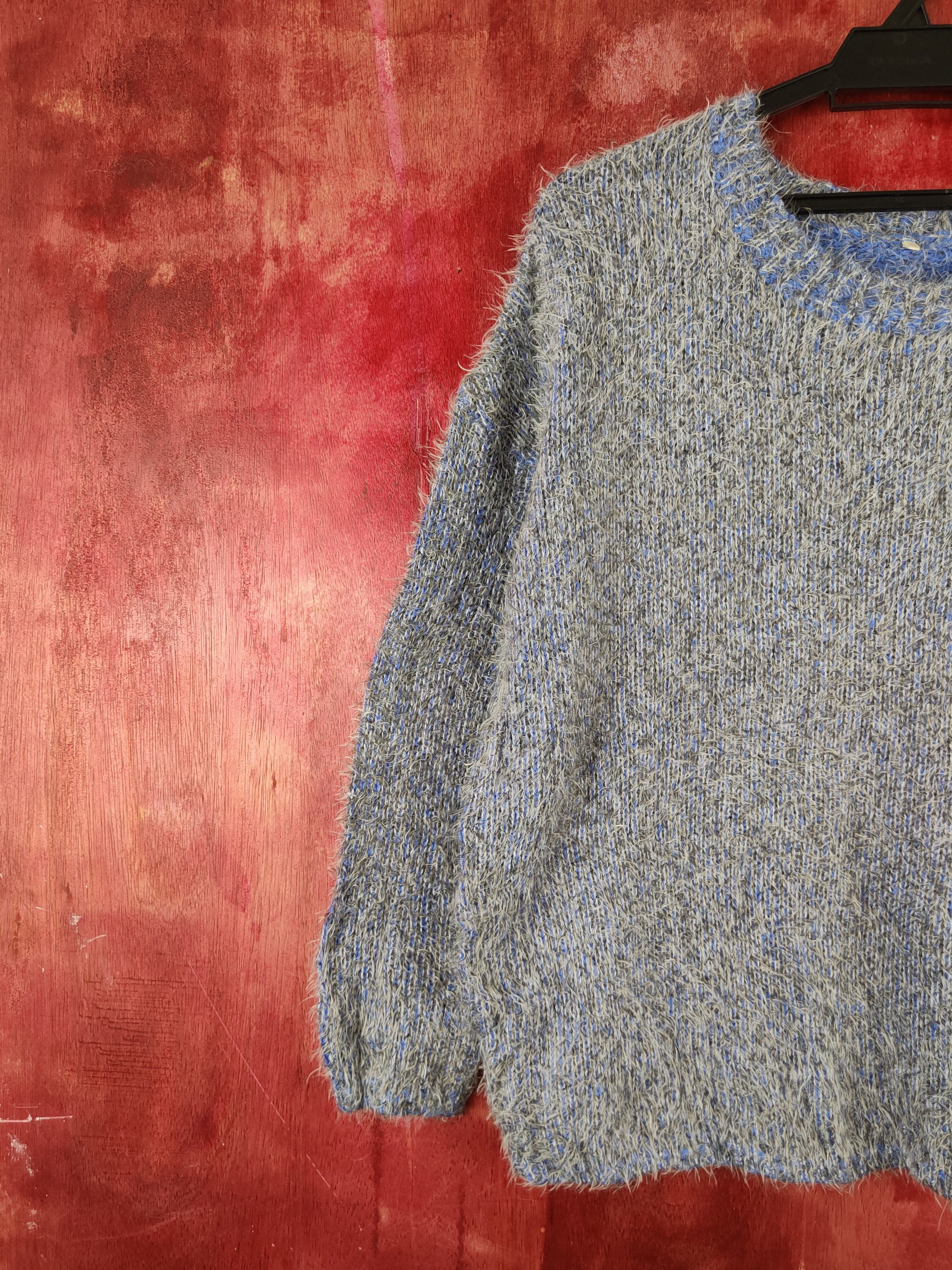 Japanese Brand × Vintage Vintage 💥 Japanese Brand Blue Gray Fur Mohair Knitwear Size M / US 6-8 / IT 42-44 - 3 Thumbnail